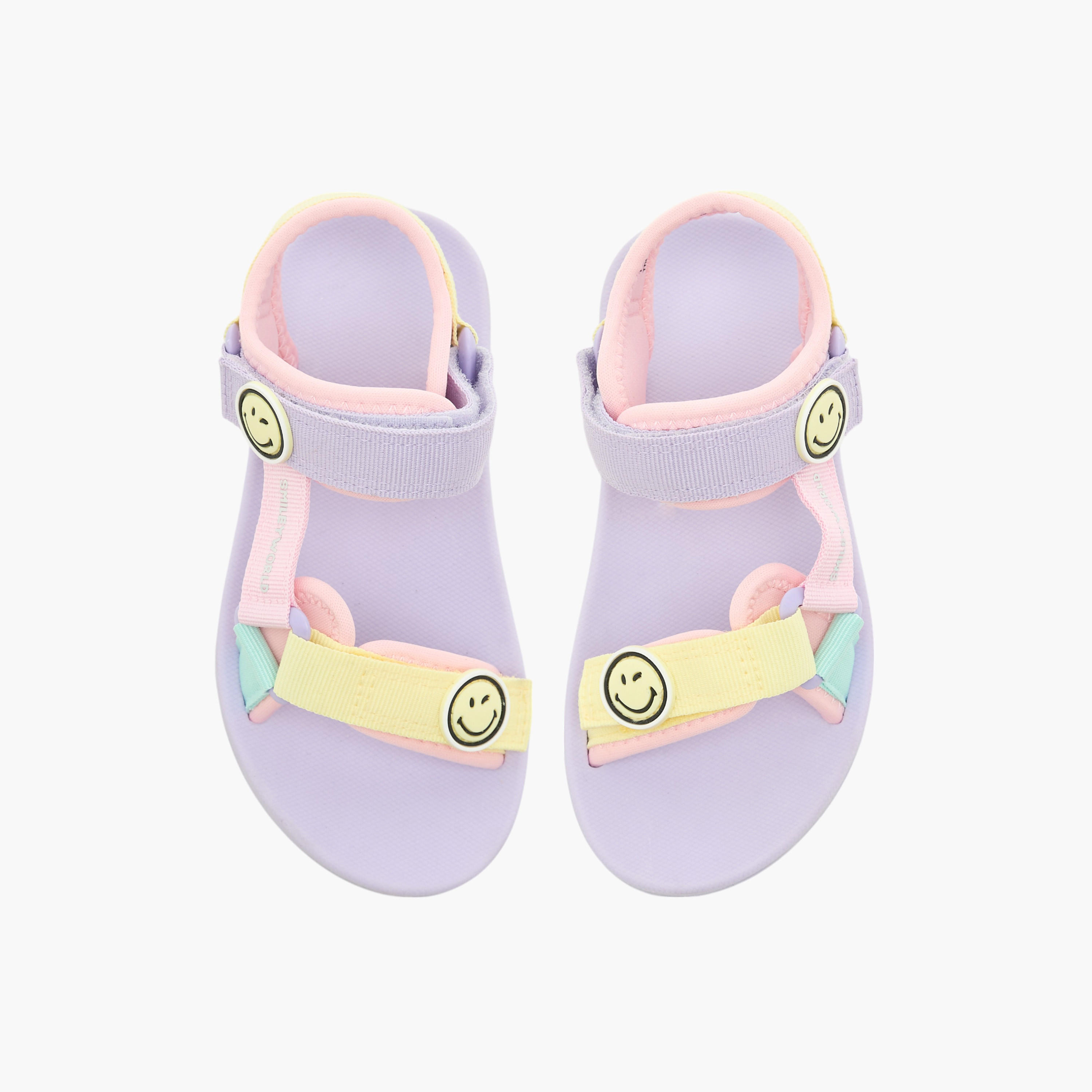 صندل بتفاصيل وجه مبتسم مع شريط إغلاق-girls-shoes-sandals-image-1