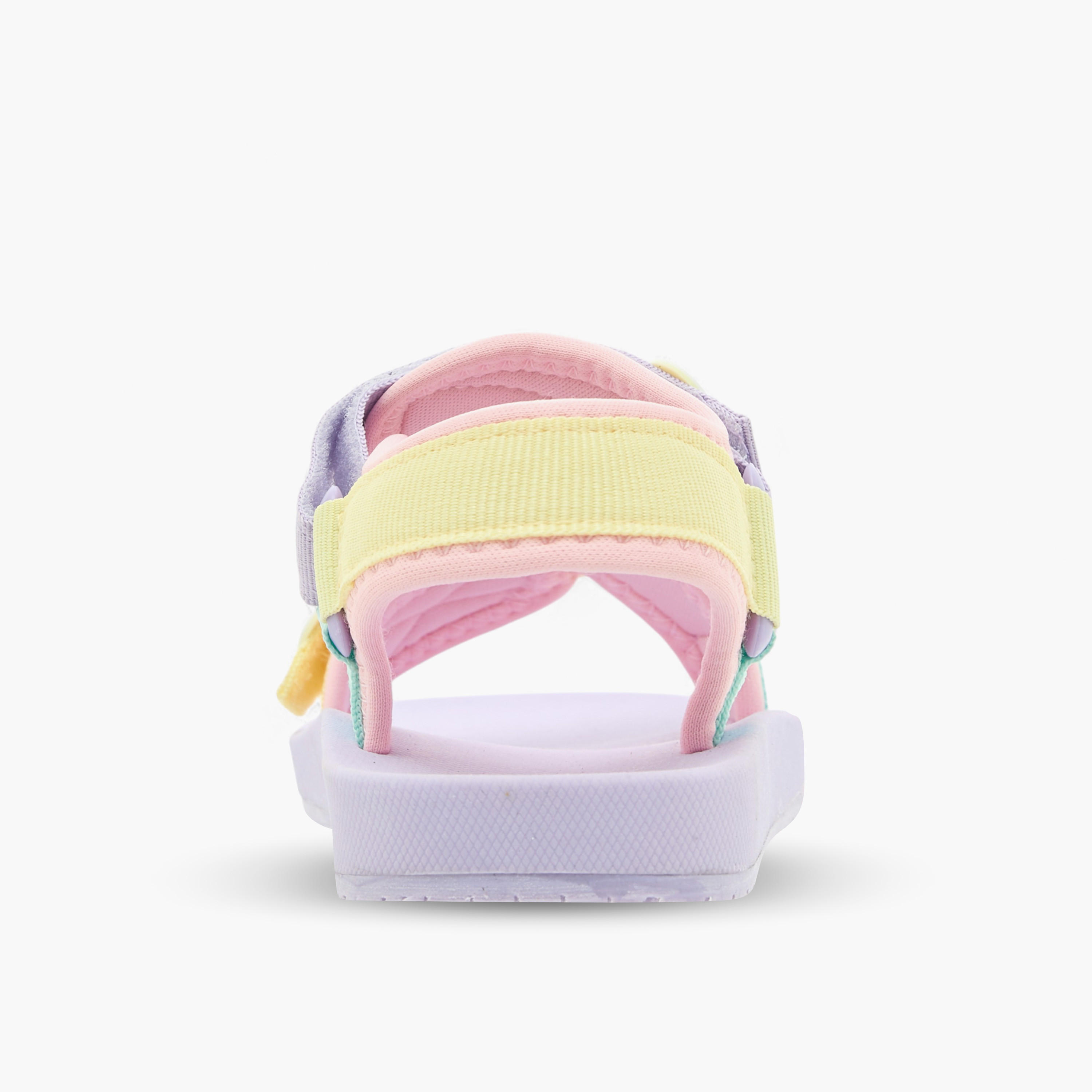 Smiley Accent Detail Sandals with Hook and Loop Closure-girls-shoes-sandals-image-4