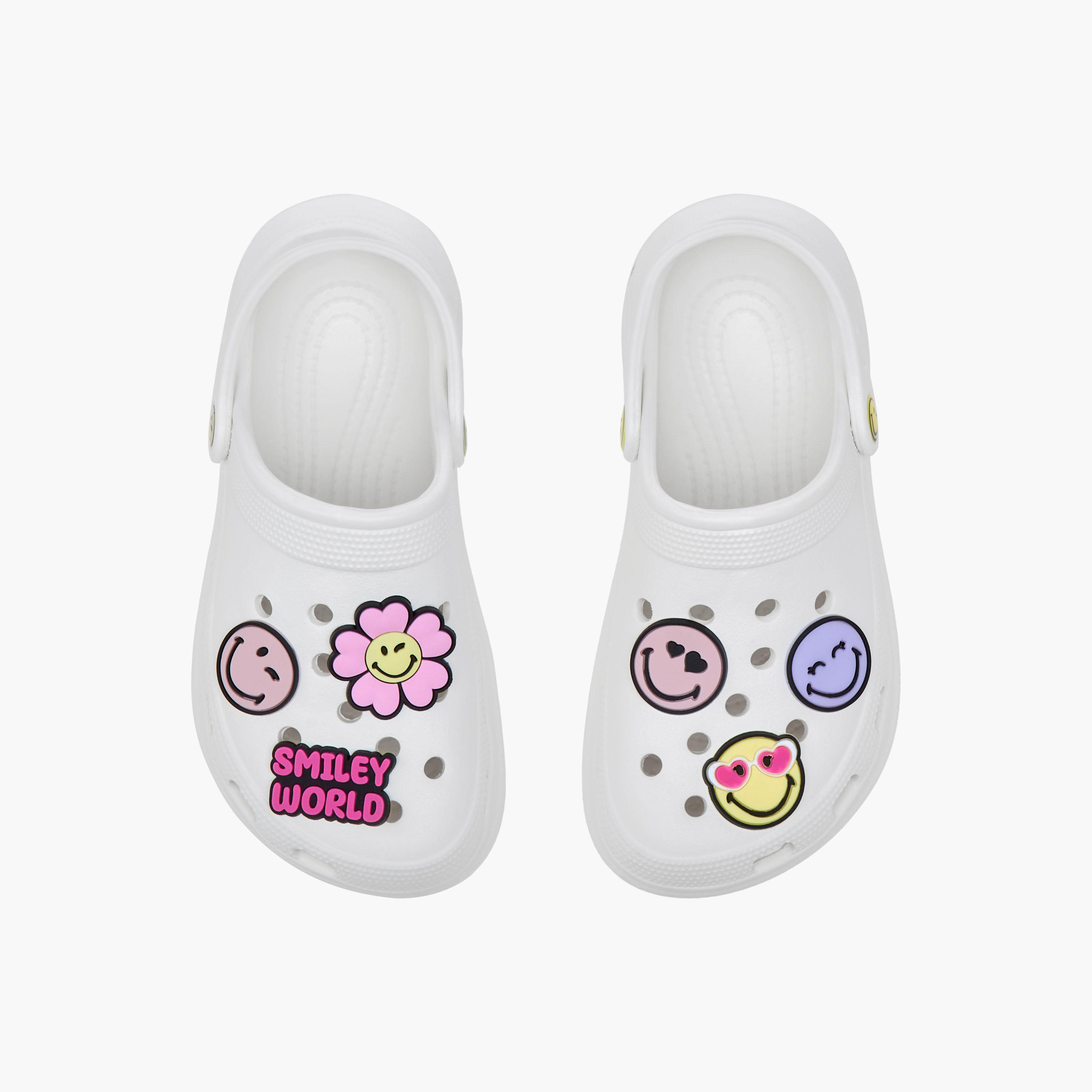 SmileyWorld Applique Clogs with Backstrap-girls-shoes-flipflopsandslides-image-1