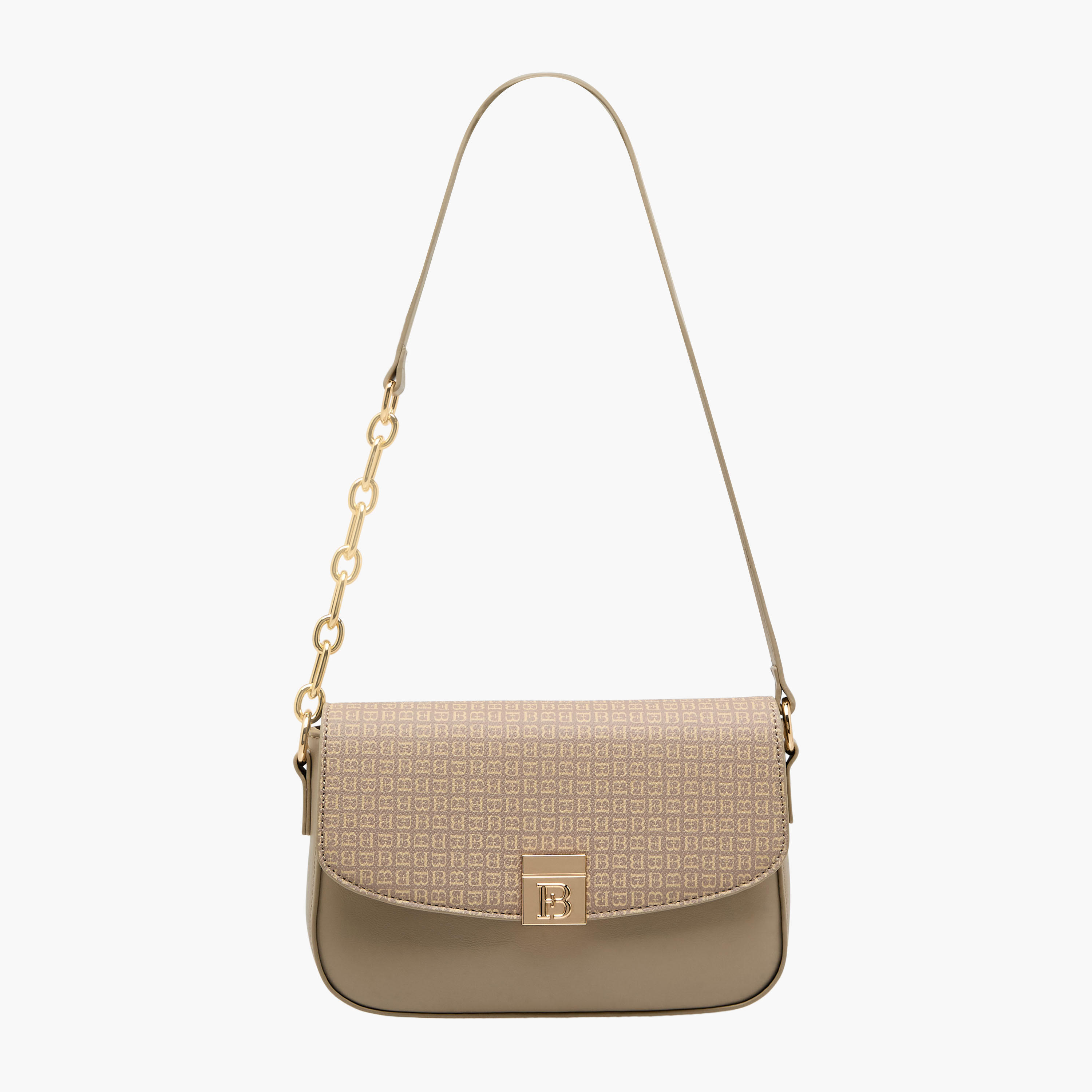 Flora Bella Monogram Print Shoulder Bag with Magnetic Button Closure-women-bagsandwallets-handbags-image-1
