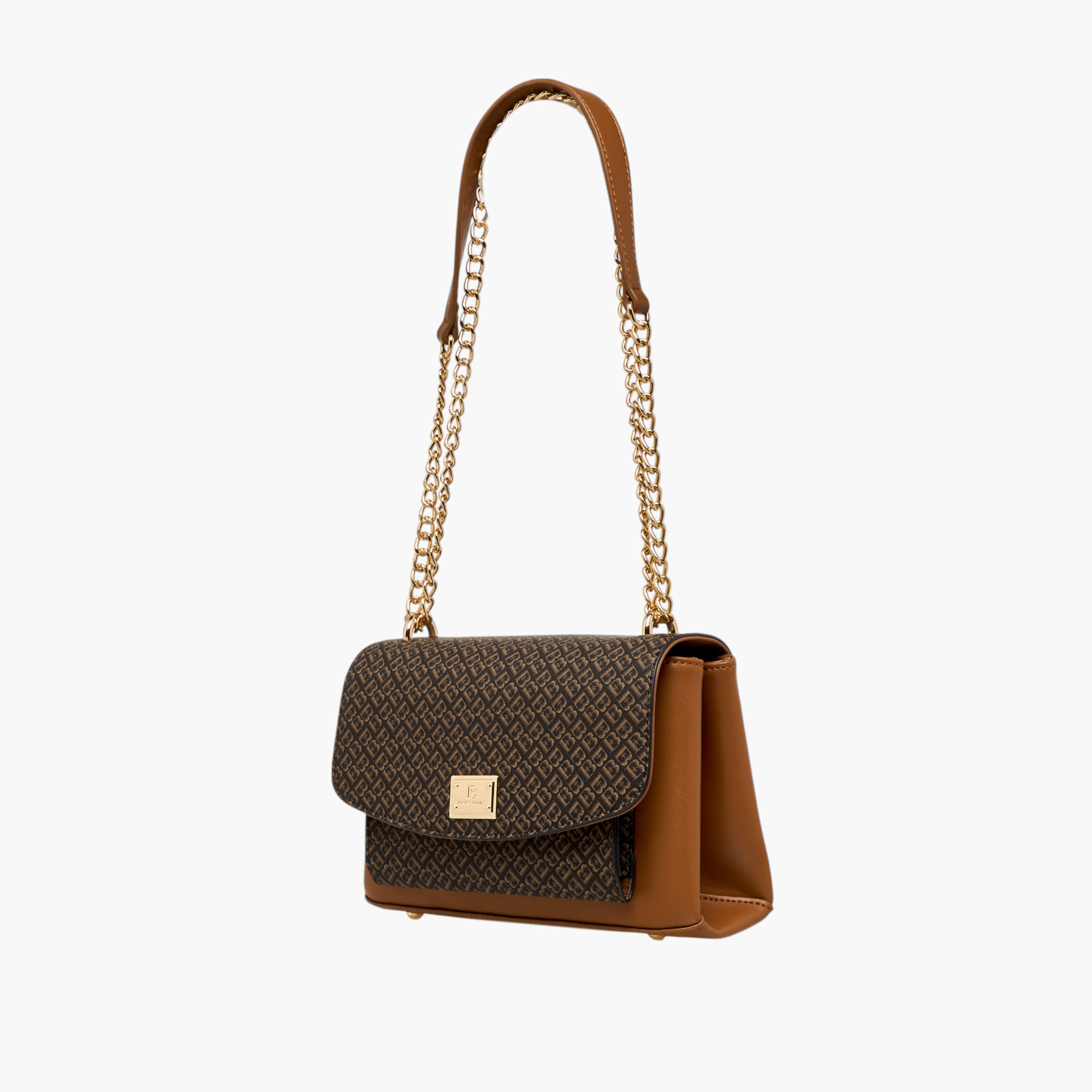 Flora Bella Monogram Print Crossbody Bag with Chain Strap and Flap Closure-women-bagsandwallets-handbags-image-4