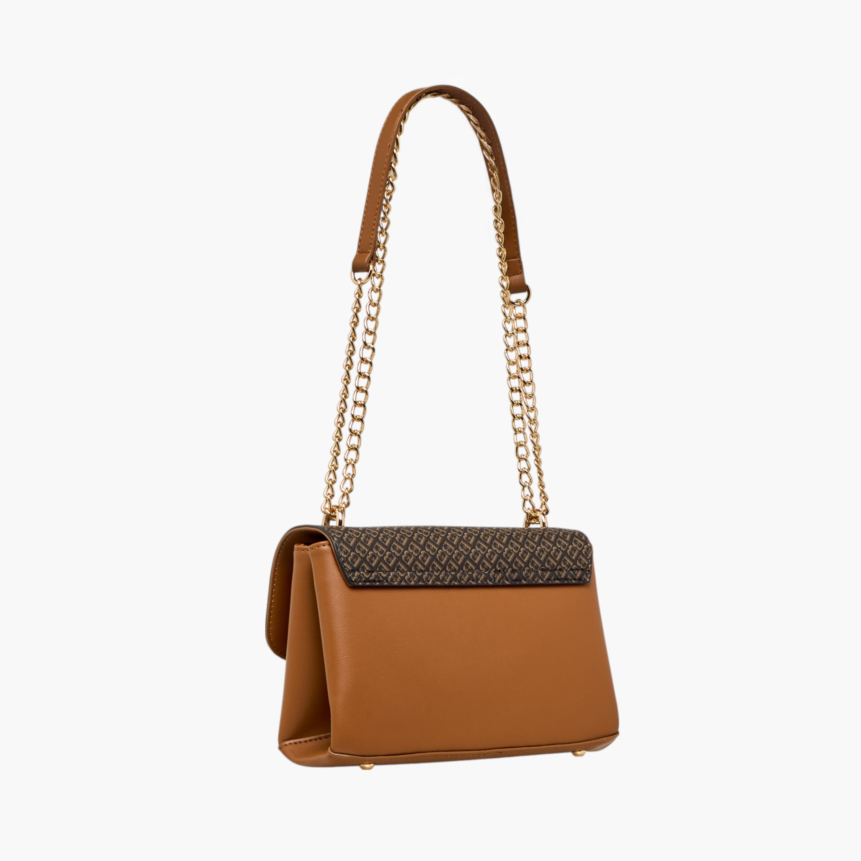 Flora Bella Monogram Print Crossbody Bag with Chain Strap and Flap Closure-women-bagsandwallets-handbags-image-5