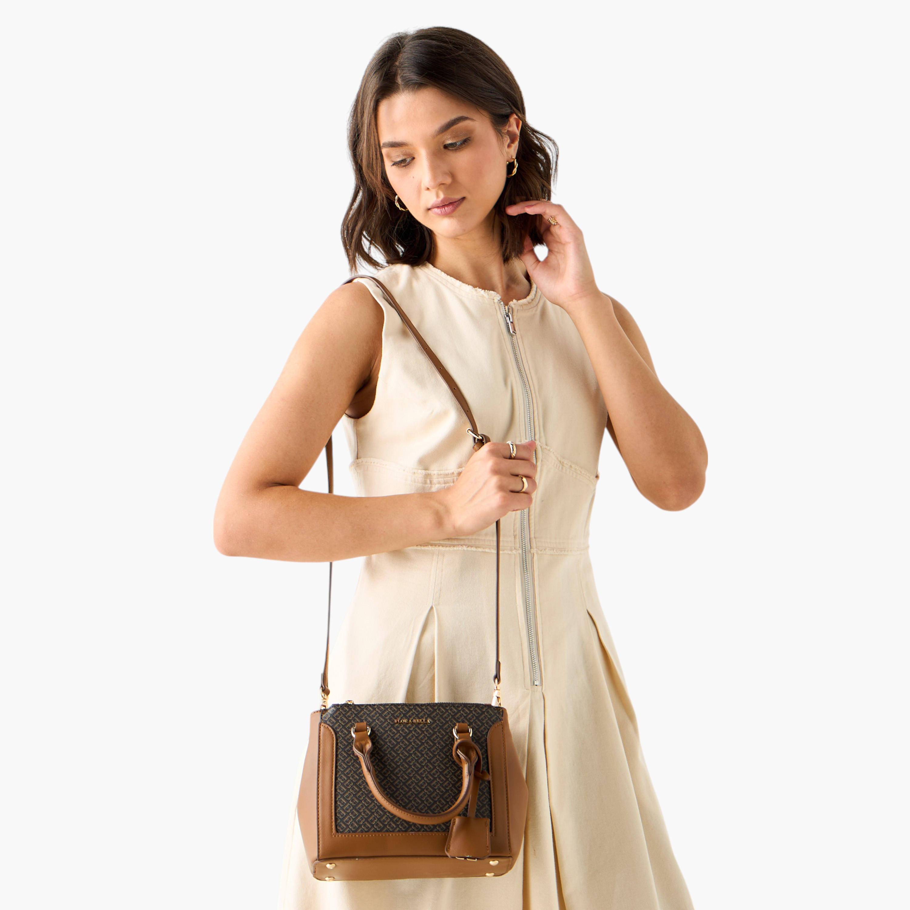 Flora Bella Monogram Print Tote Bag with Top Handles and Detachable Strap-women-bagsandwallets-handbags-image-3