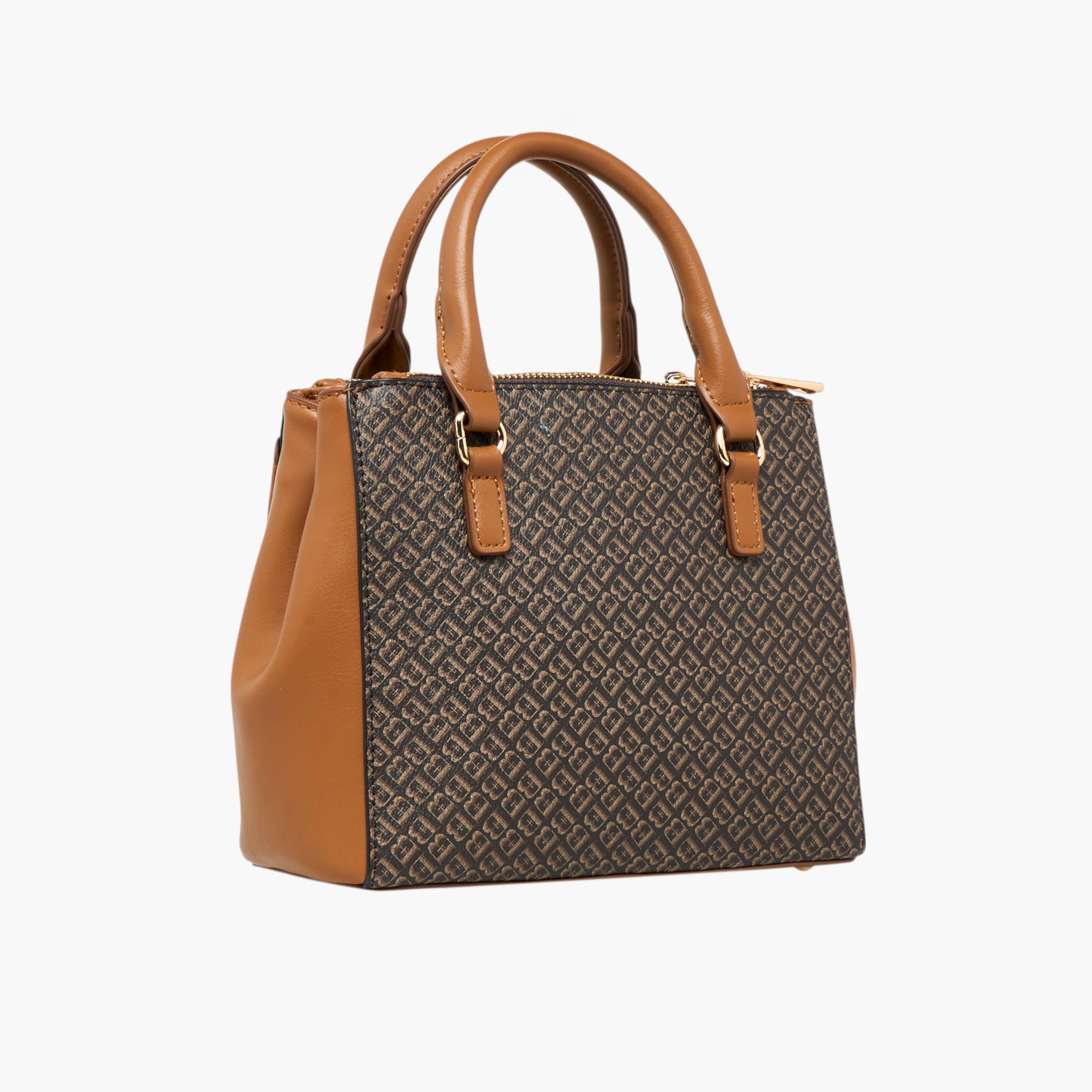 Flora Bella Monogram Print Tote Bag with Top Handles and Detachable Strap-women-bagsandwallets-handbags-image-5