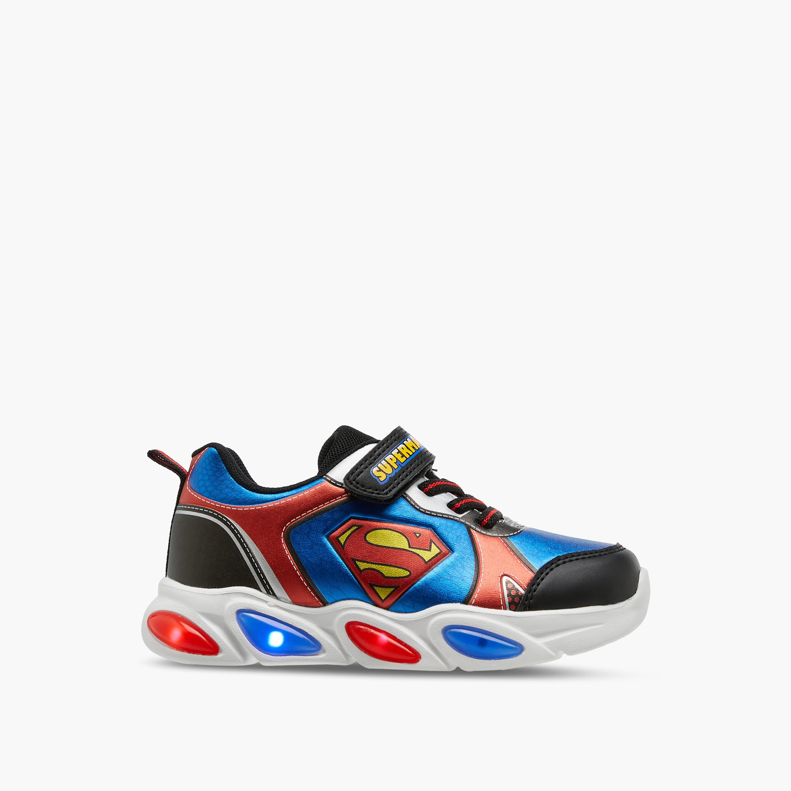 Superman Logo Embossed Light-Up Sneakers with Hook and Loop Closure-boys-shoes-sneakers-image-6
