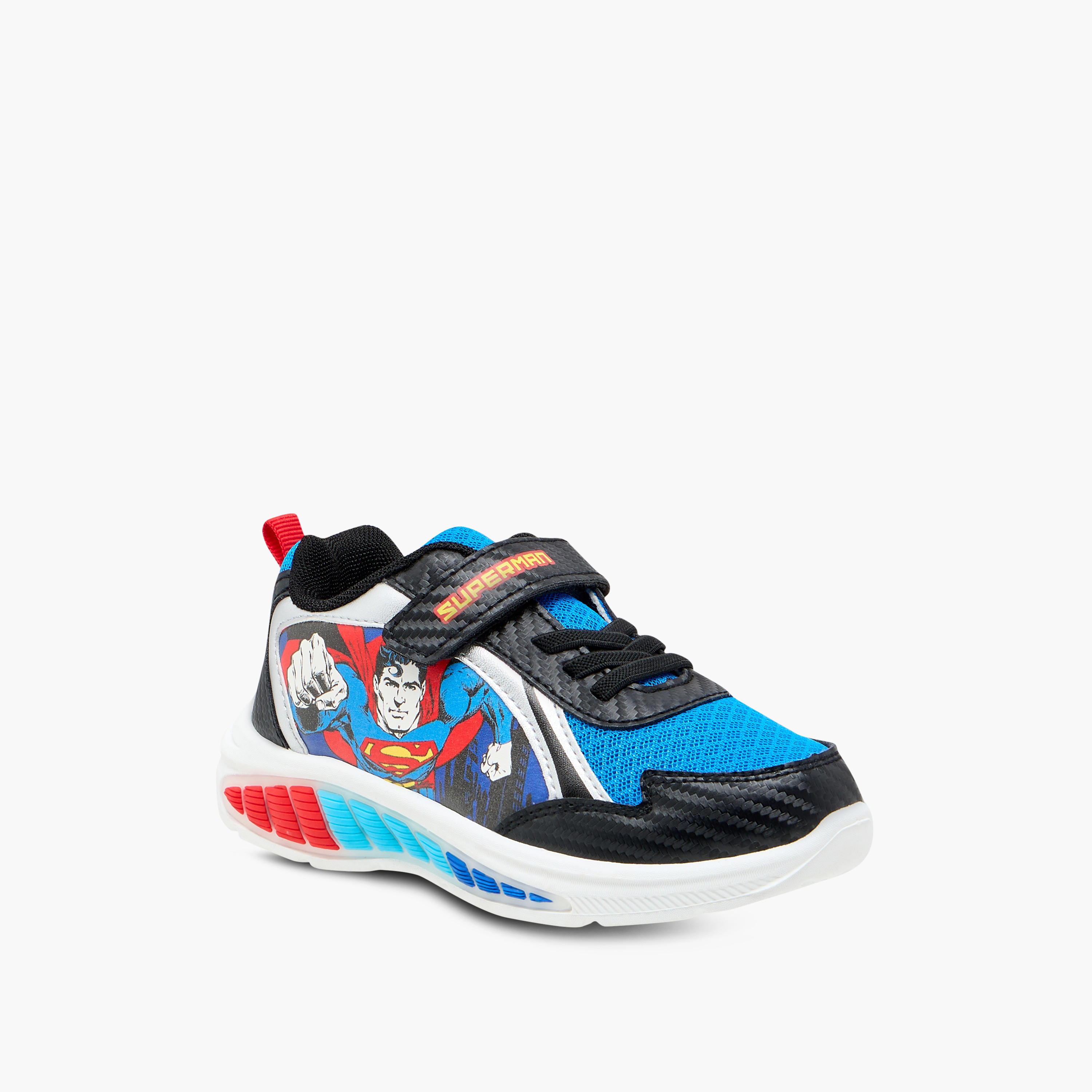 Superman Printed Light-Up Sneakers with Hook and Loop Closure-boys-shoes-sneakers-image-2