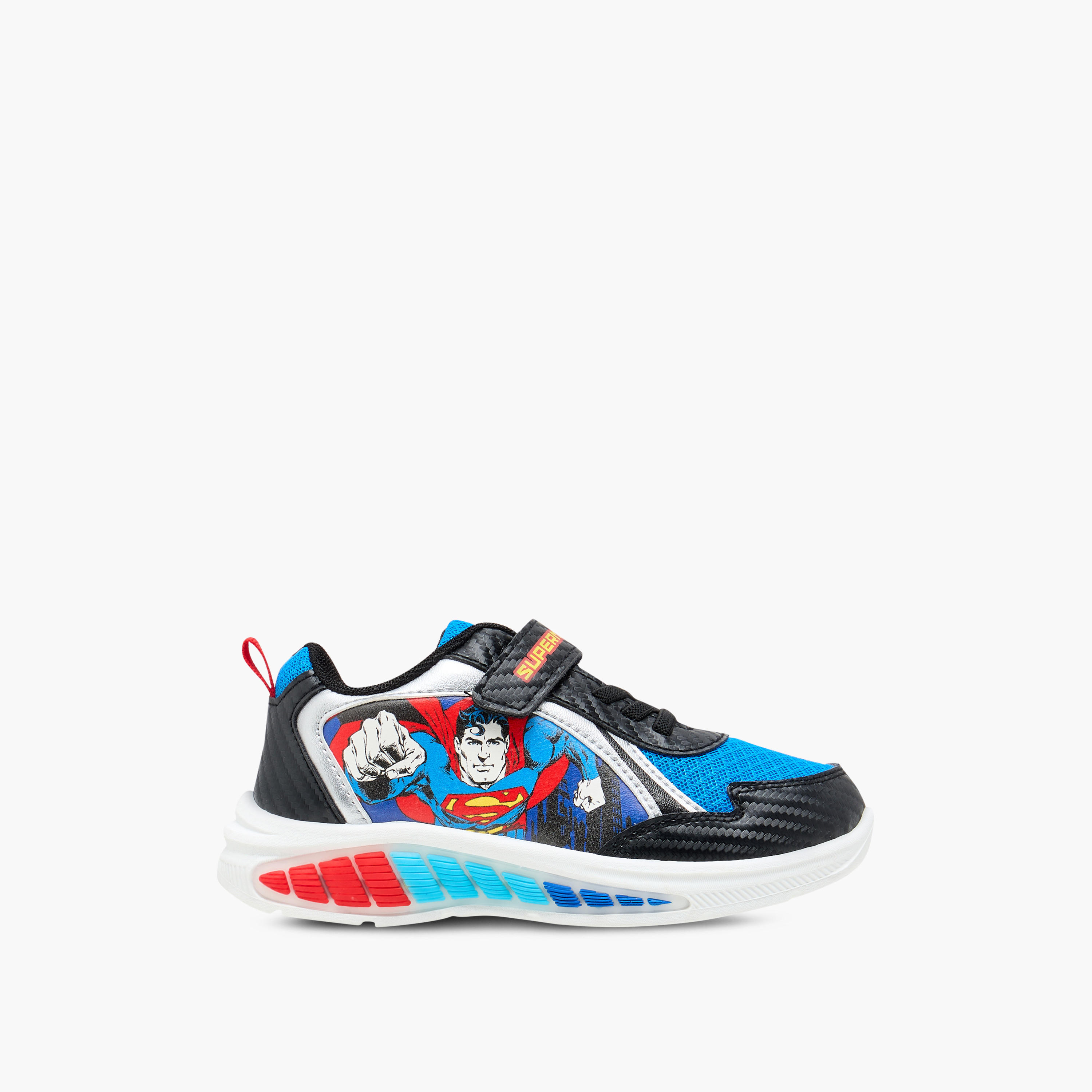 Superman Printed Light-Up Sneakers with Hook and Loop Closure-boys-shoes-sneakers-image-3