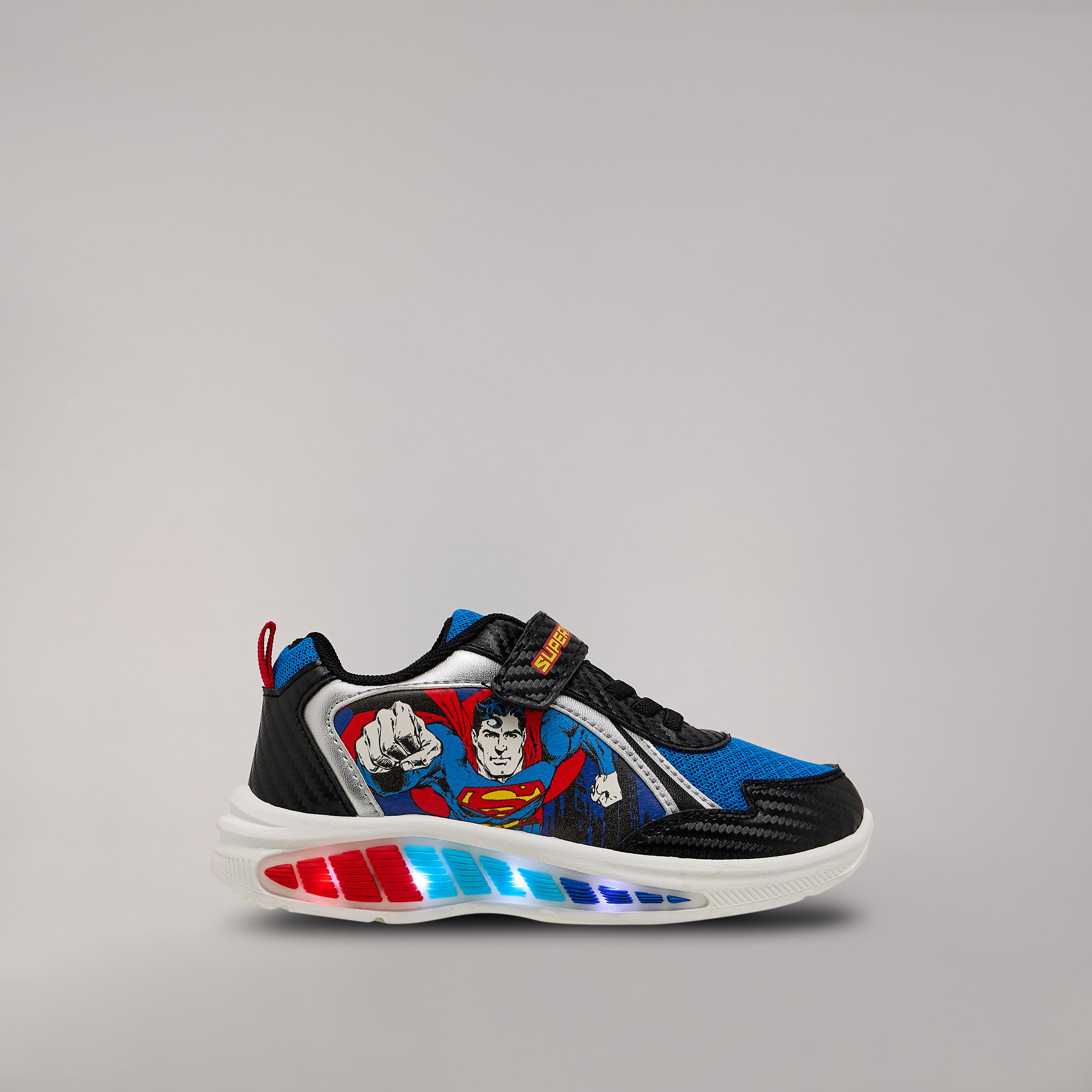Superman Printed Light-Up Sneakers with Hook and Loop Closure-boys-shoes-sneakers-image-4