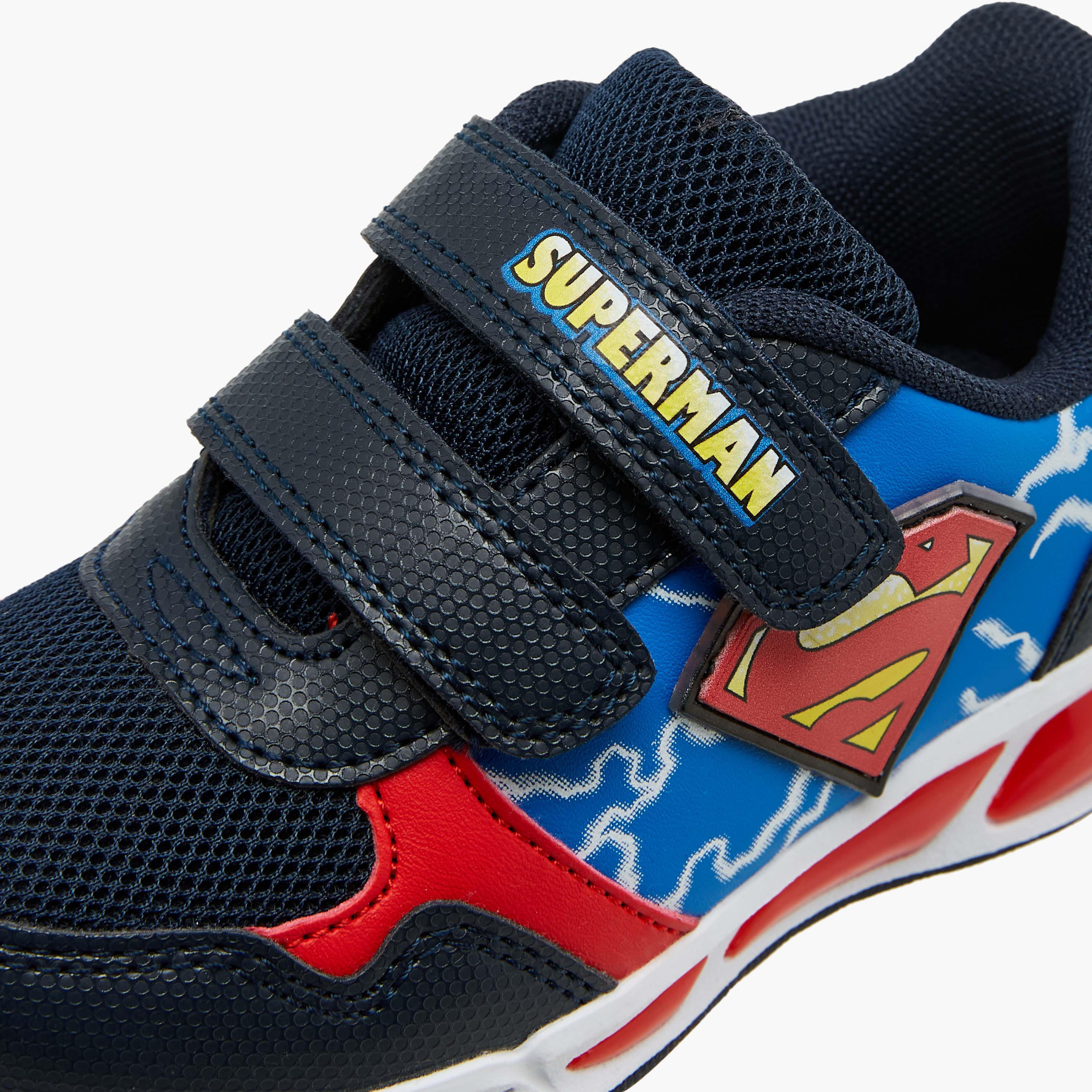 Superman Print Light-Up Sneakers with Hook and Loop Closure-boys-shoes-sneakers-image-4