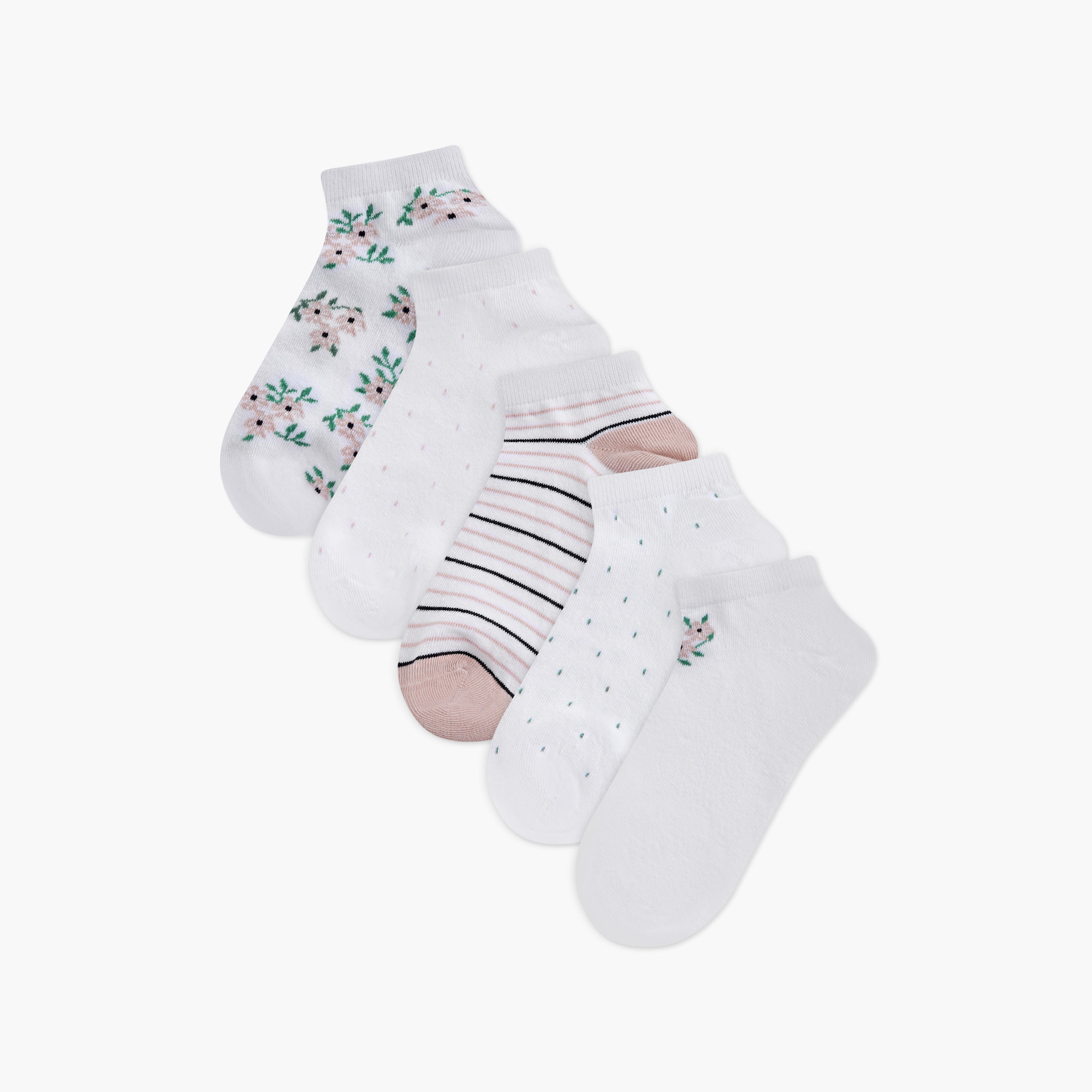 Flora Bella Assorted Ankle Length Socks - Set of 5-women-socksandstockings-image-1