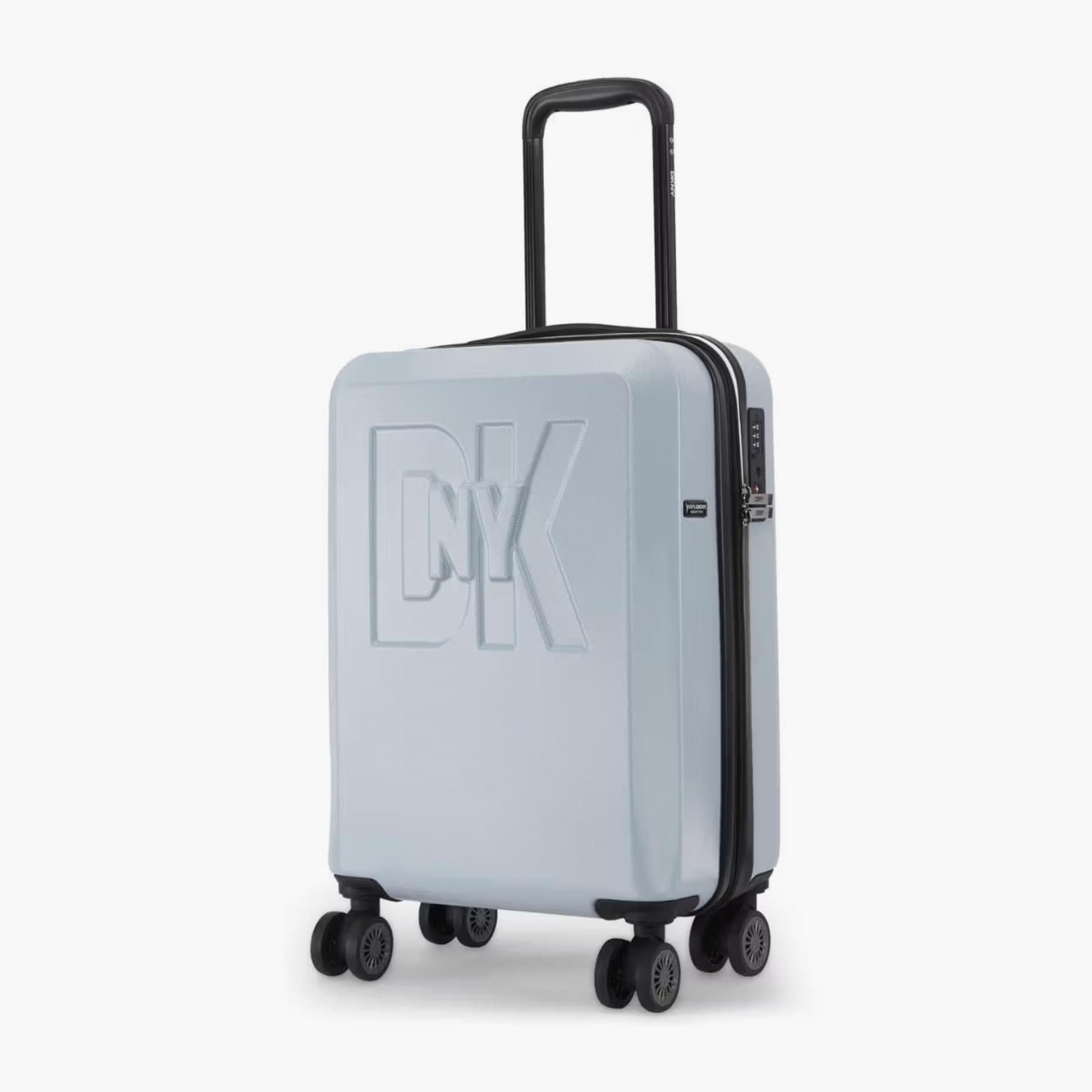 DKNY Logo Embossed Hardcase Luggage Trolley with Retractable Handle - 20 inches Cabin Bag-travel-luggagesandbags-luggage-image-1