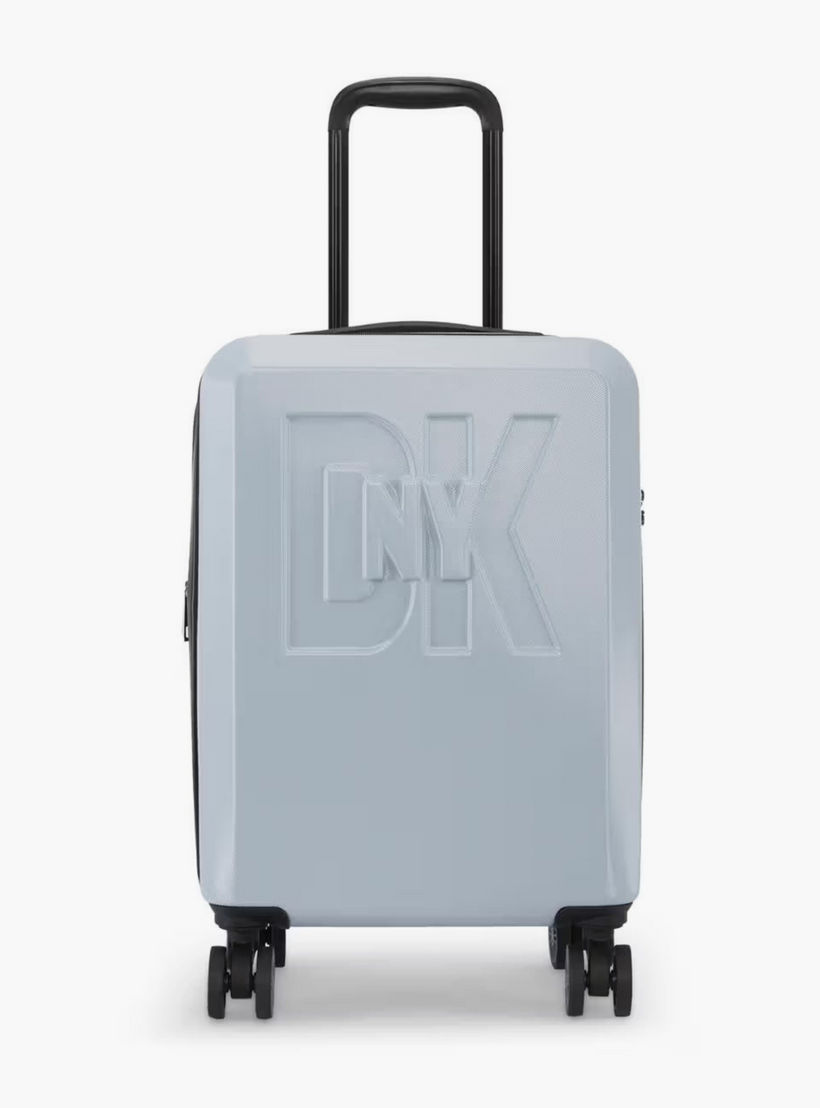 DKNY Logo Embossed Hardcase Luggage Trolley with Retractable Handle - 20 inches Cabin Bag-travel-luggagesandbags-luggage-image-2