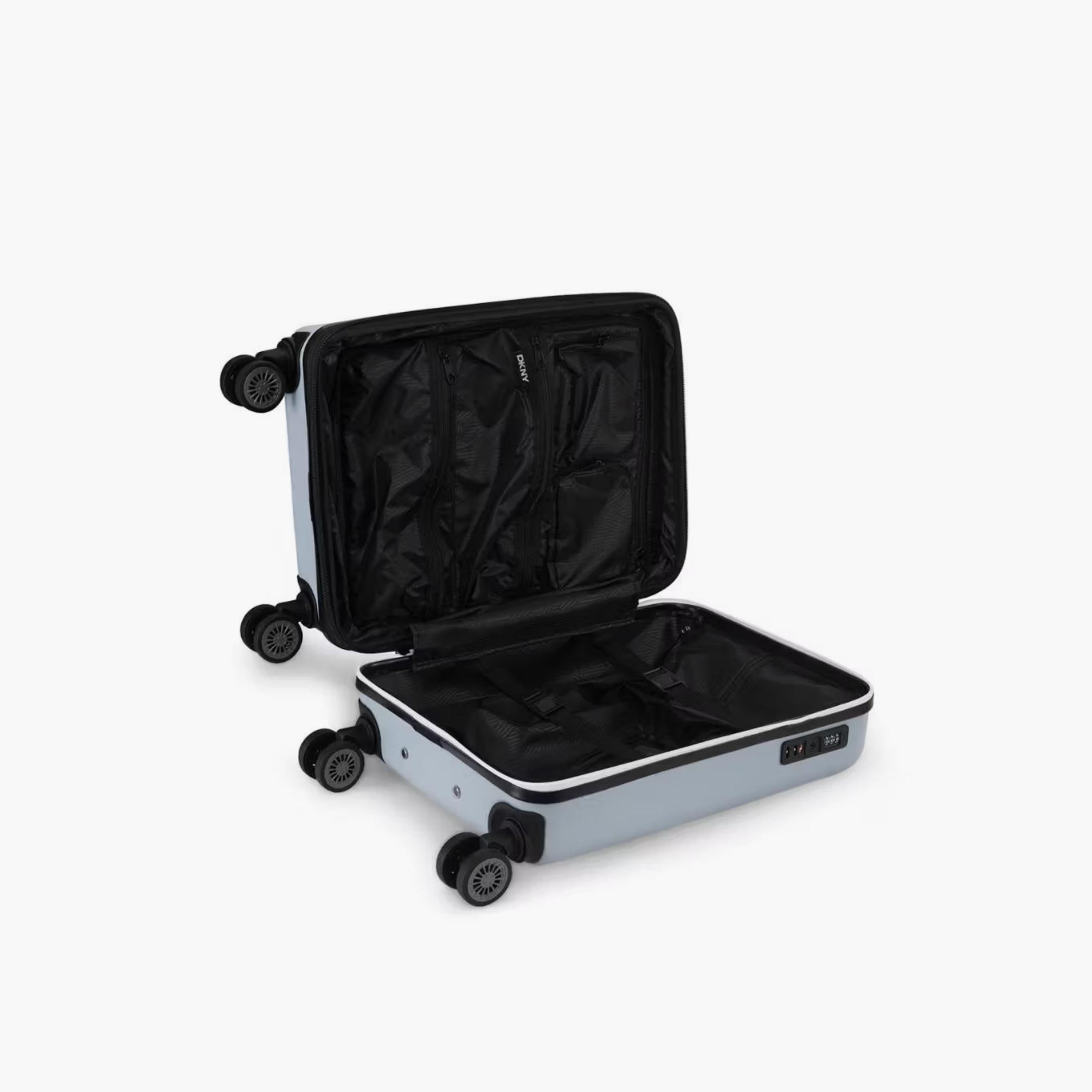 DKNY Logo Embossed Hardcase Luggage Trolley with Retractable Handle - 20 inches Cabin Bag-travel-luggagesandbags-luggage-image-4