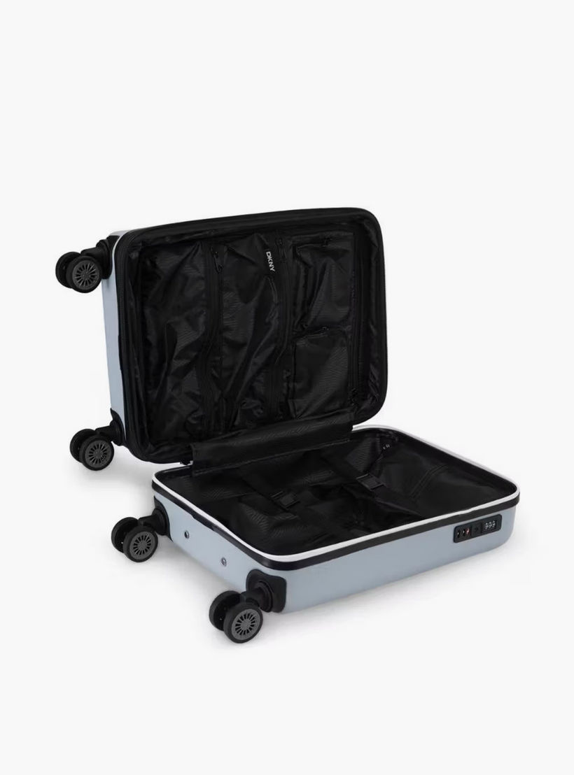 DKNY Logo Embossed Hardcase Luggage Trolley with Retractable Handle - 20 inches Cabin Bag-travel-luggagesandbags-luggage-image-4