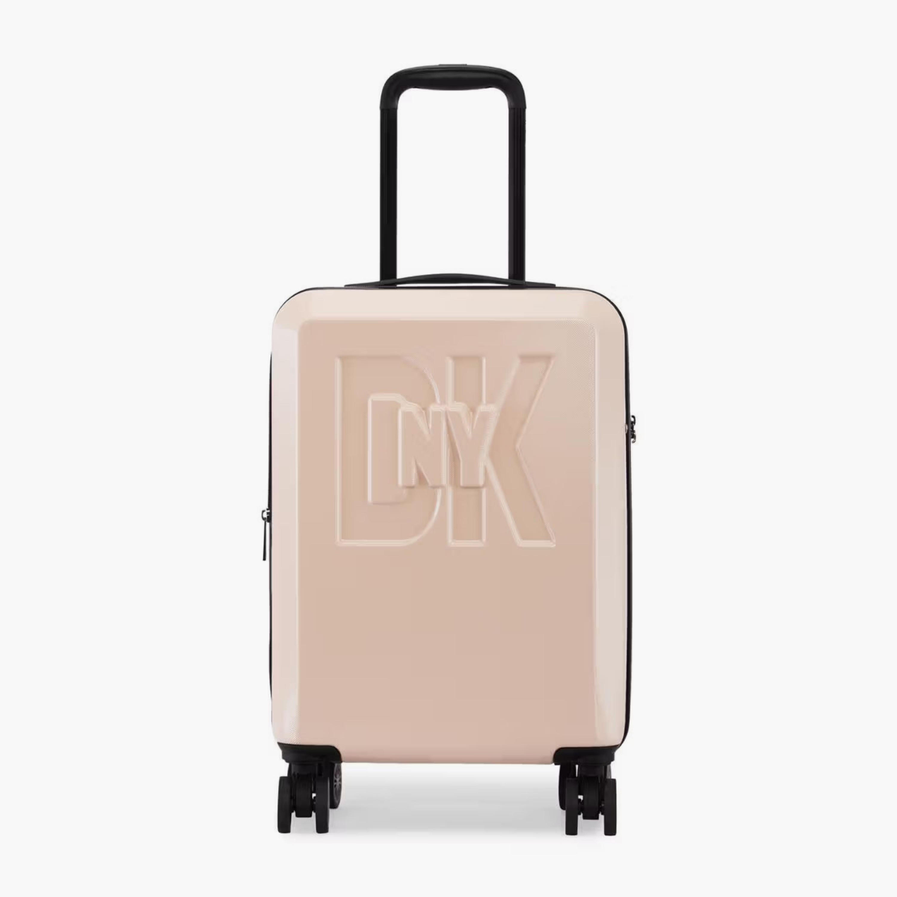 DKNY Logo Embossed Hardcase Luggage Trolley with Retractable Handle - 20 inches Cabin Bag-travel-luggagesandbags-luggage-image-2