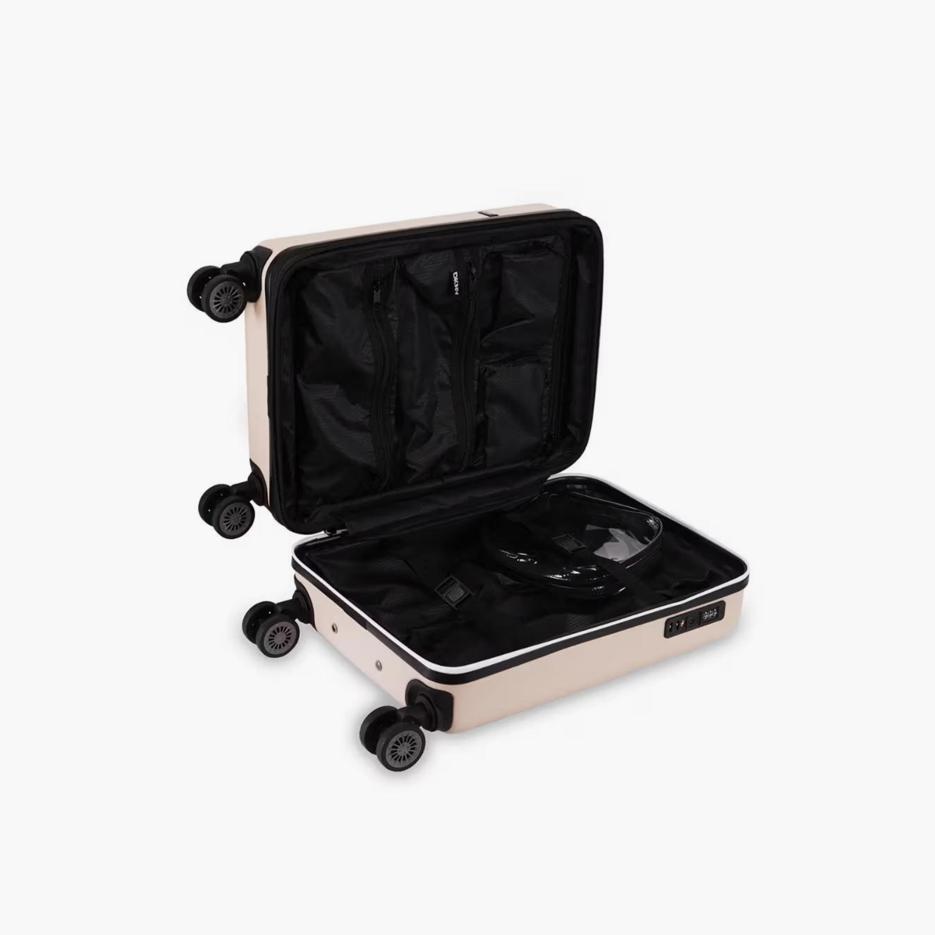 DKNY Logo Embossed Hardcase Luggage Trolley with Retractable Handle - 20 inches Cabin Bag-travel-luggagesandbags-luggage-image-4