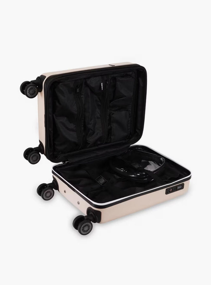 DKNY Logo Embossed Hardcase Luggage Trolley with Retractable Handle - 20 inches Cabin Bag-travel-luggagesandbags-luggage-image-4