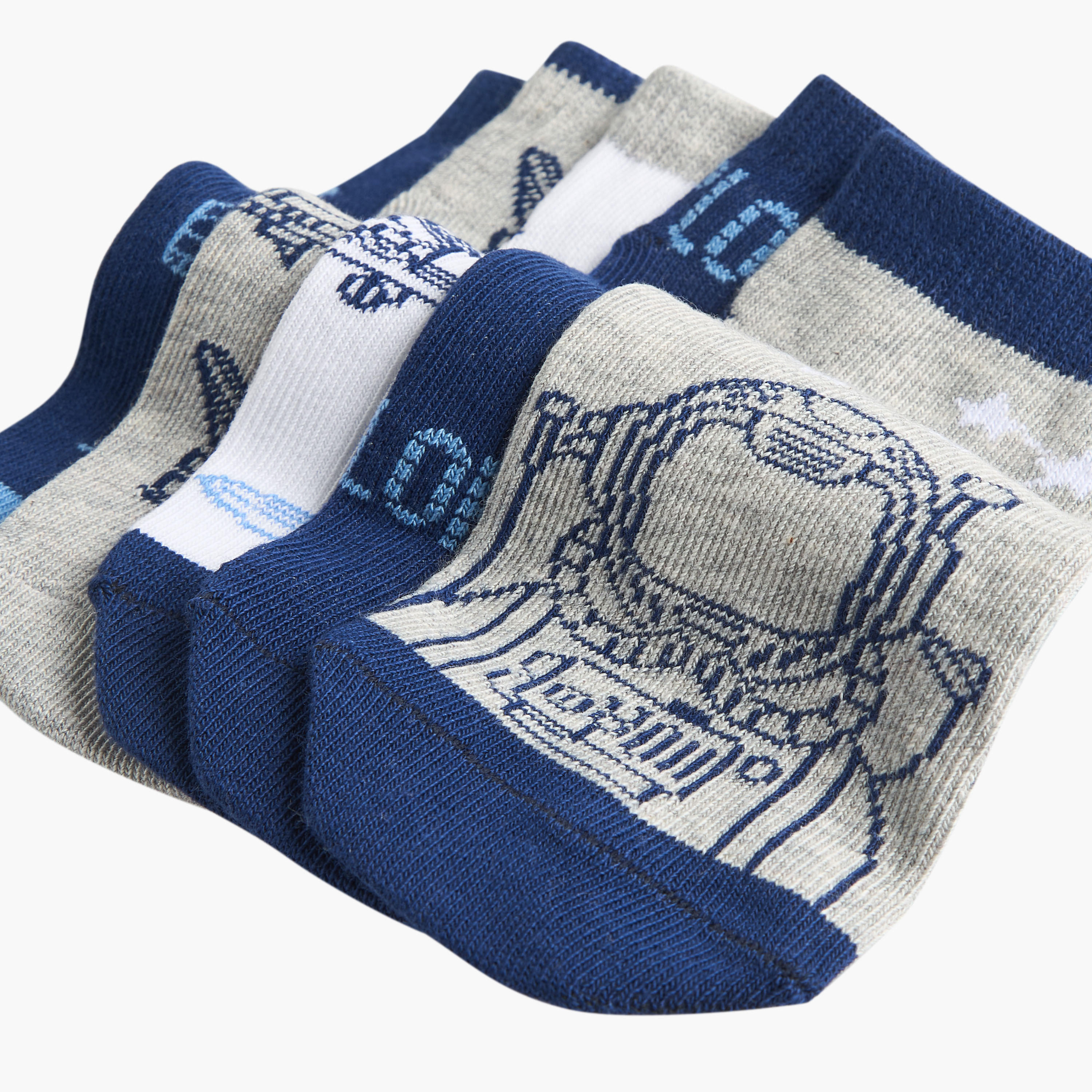 Juniors Space Print Non-Terry Ankle Length Socks - Set of 5-girls-accessories-socks-image-3
