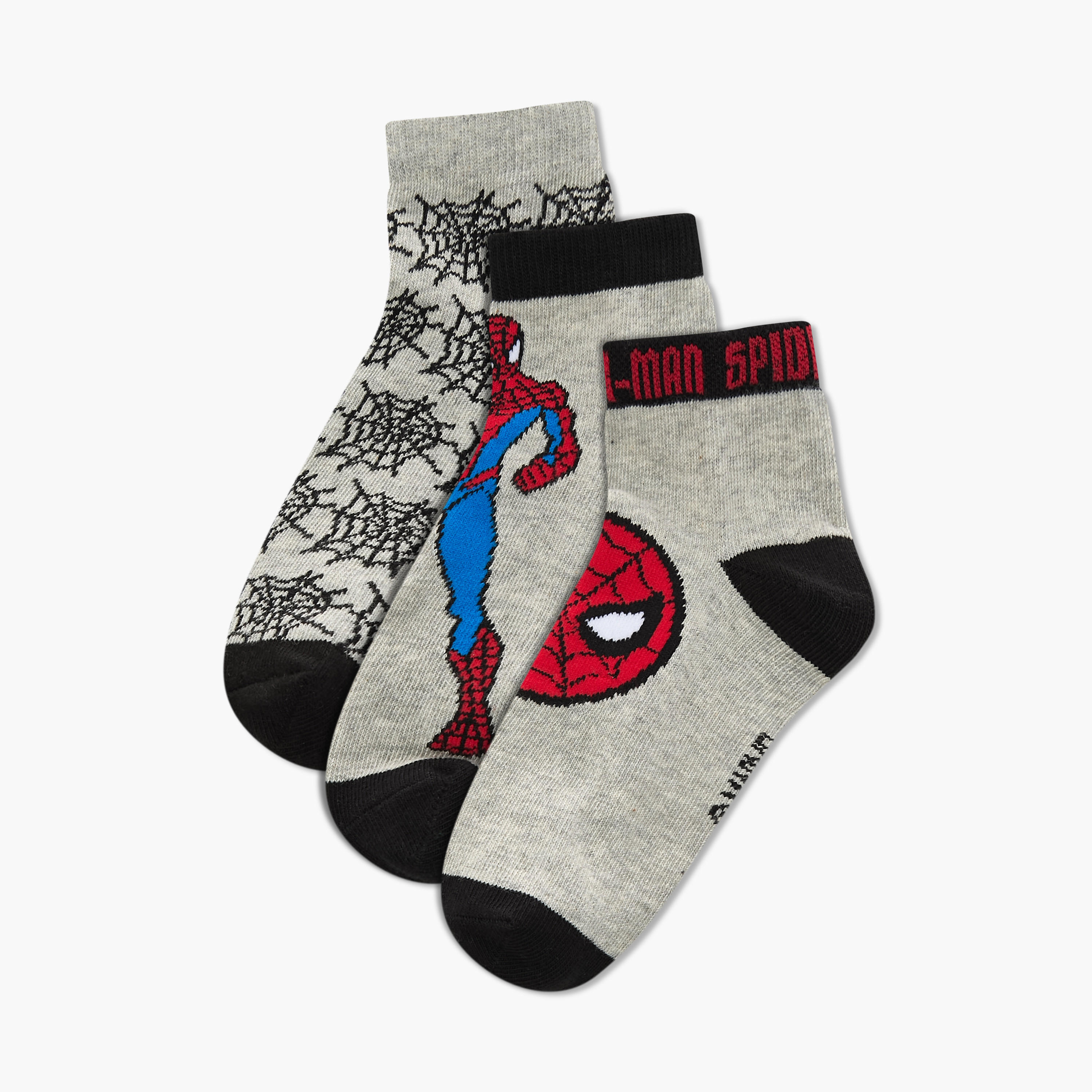 Spider-Man Detail Ankle Length Socks - Set of 3-boys-accessories-socks-image-1