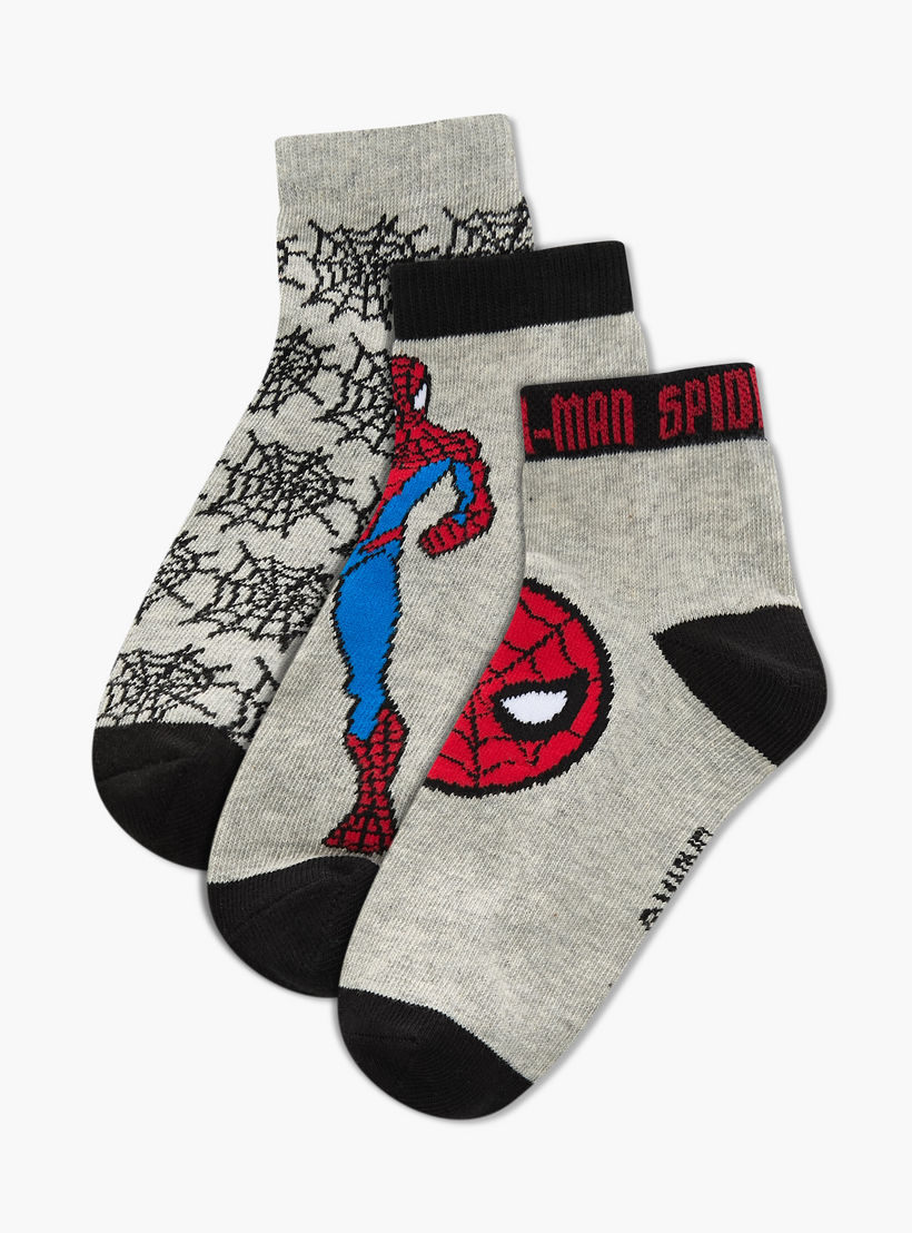 Spider-Man Detail Ankle Length Socks - Set of 3-boys-accessories-socks-image-1
