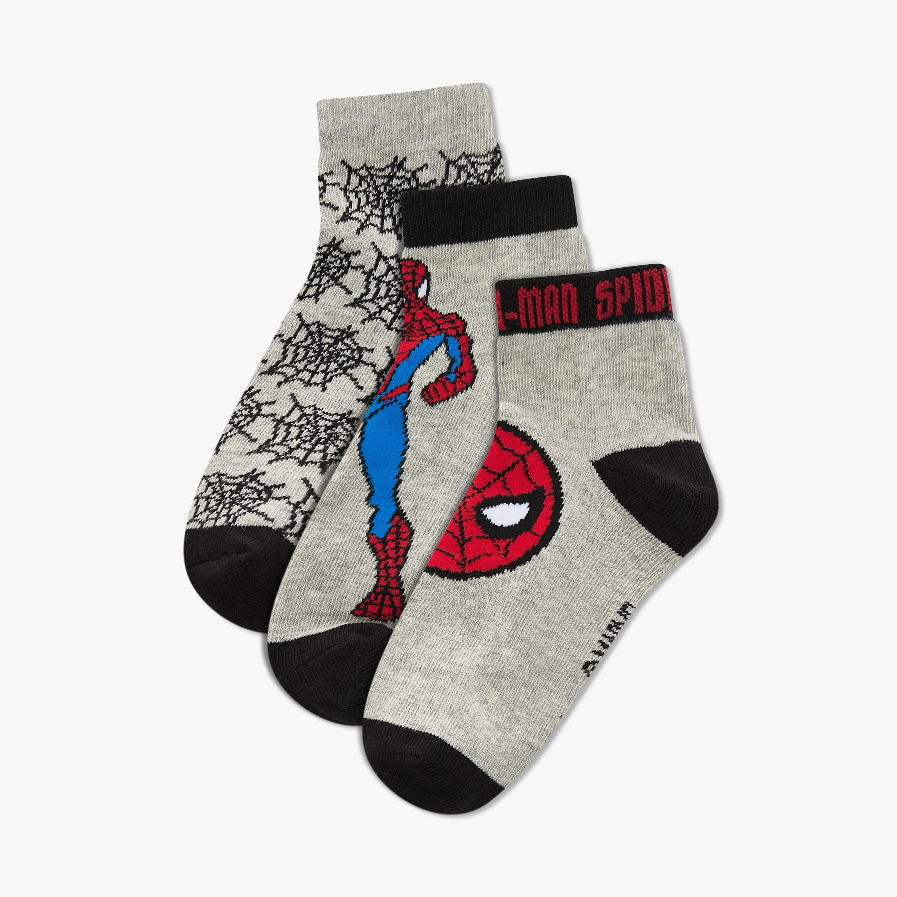 Spider-Man Detail Ankle Length Socks - Set of 3-boys-accessories-socks-image-1