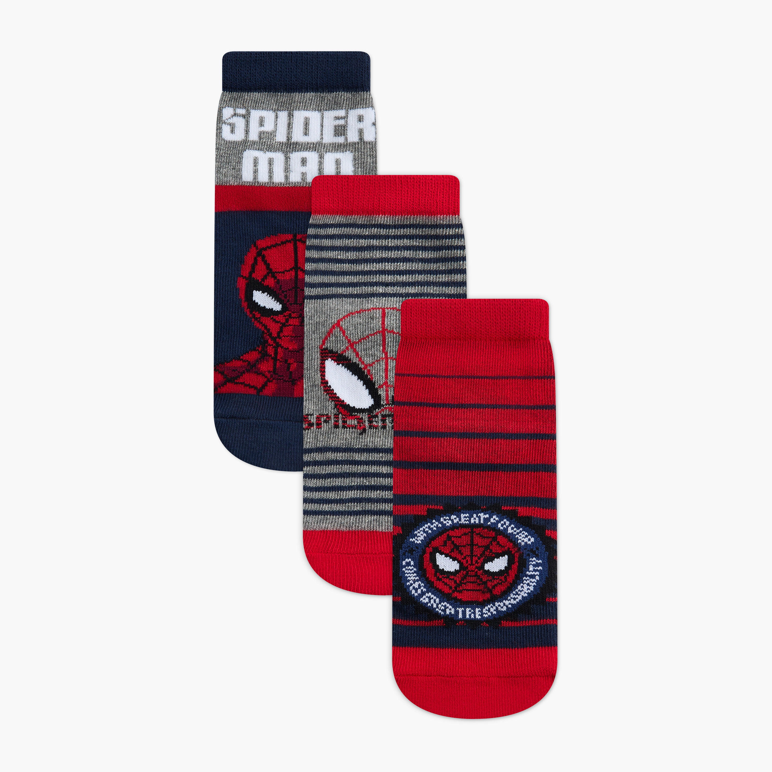 Spider-Man Detail Ankle Length Socks - Set of 3-boys-accessories-socks-image-1