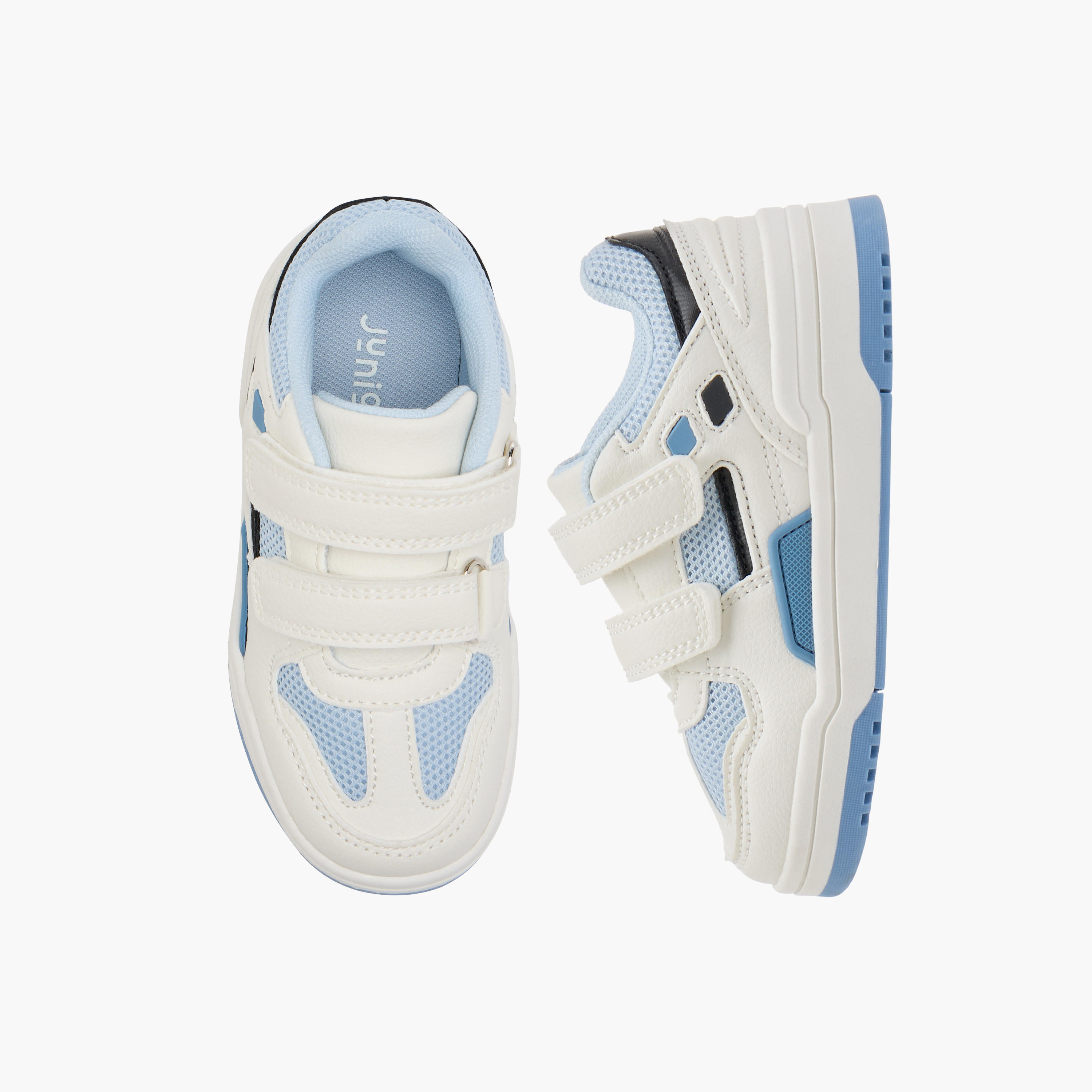 Juniors Kids Panelled Sneakers with Hook and Loop Closure-boys-shoes-sneakers-image-1