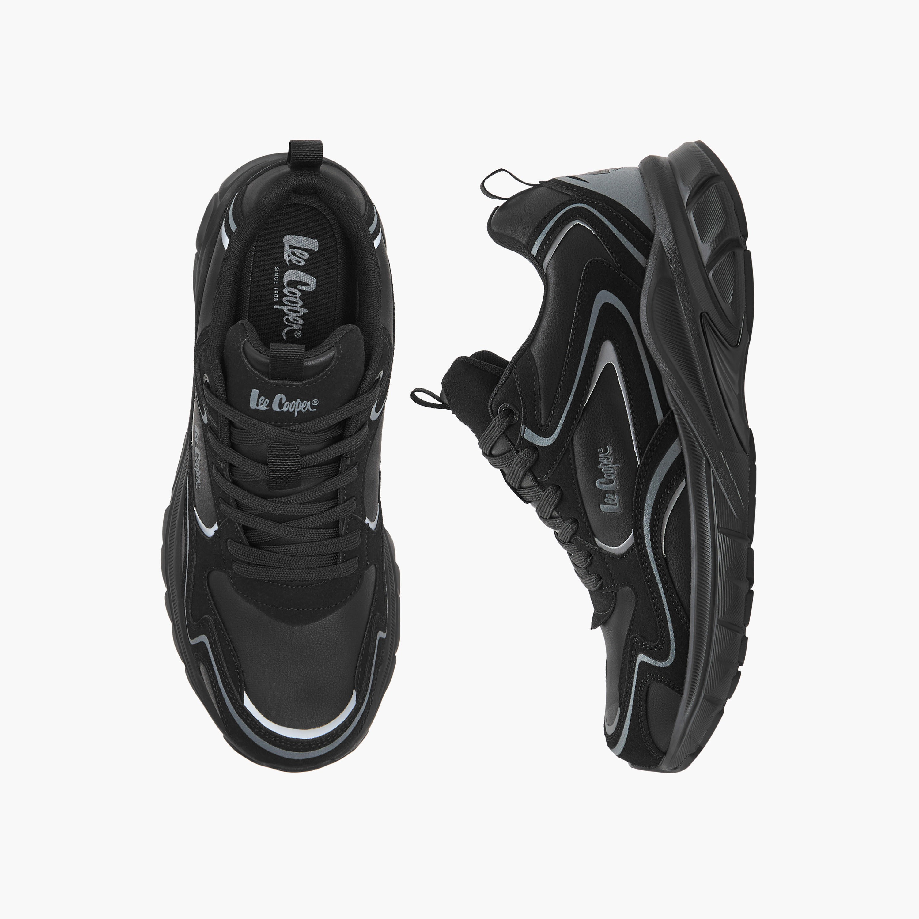 Lee Cooper Men's Logo Print Panelled Lace-Up Sneakers-men-shoes-sneakers-image-1