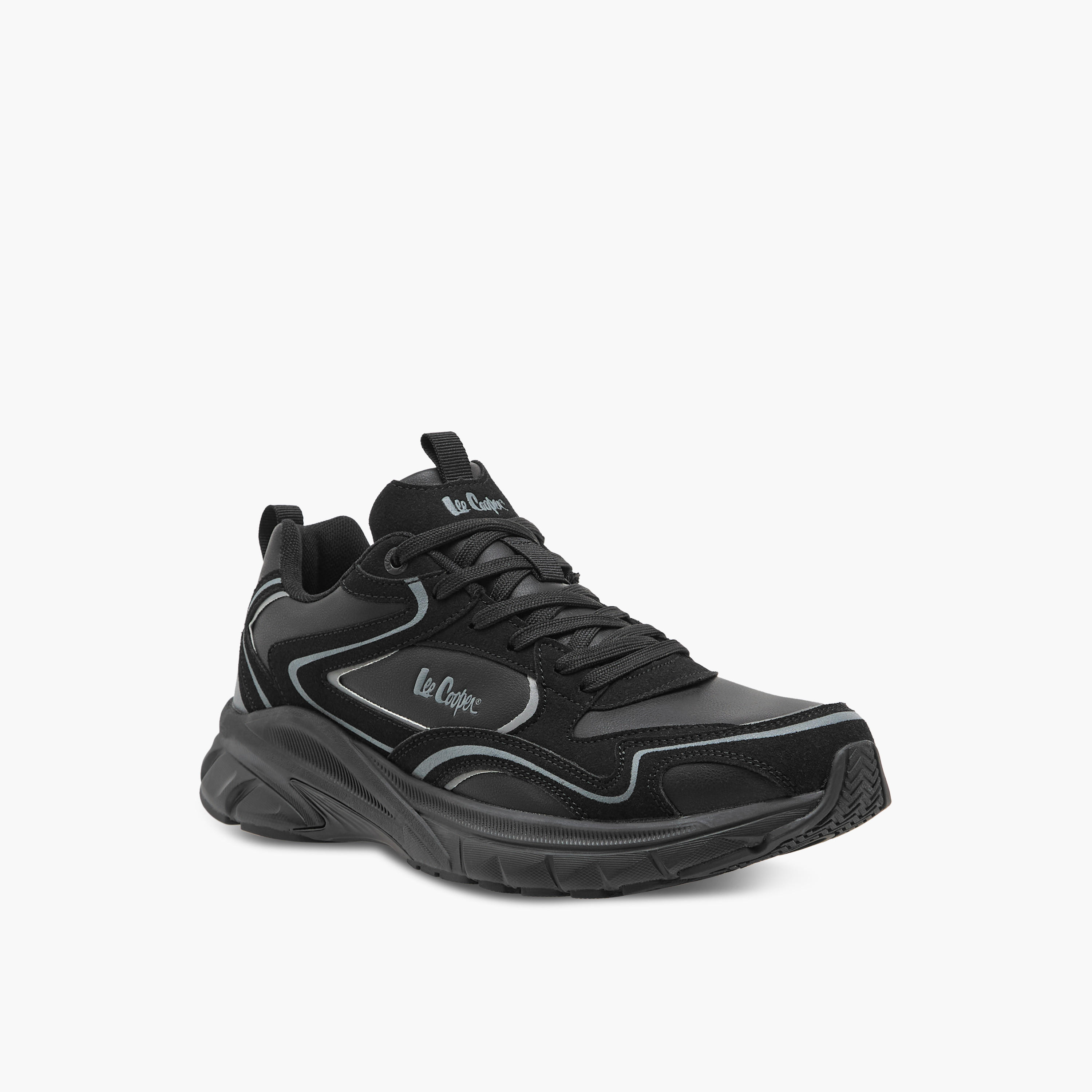 Lee Cooper Men's Logo Print Panelled Lace-Up Sneakers-men-shoes-sneakers-image-2