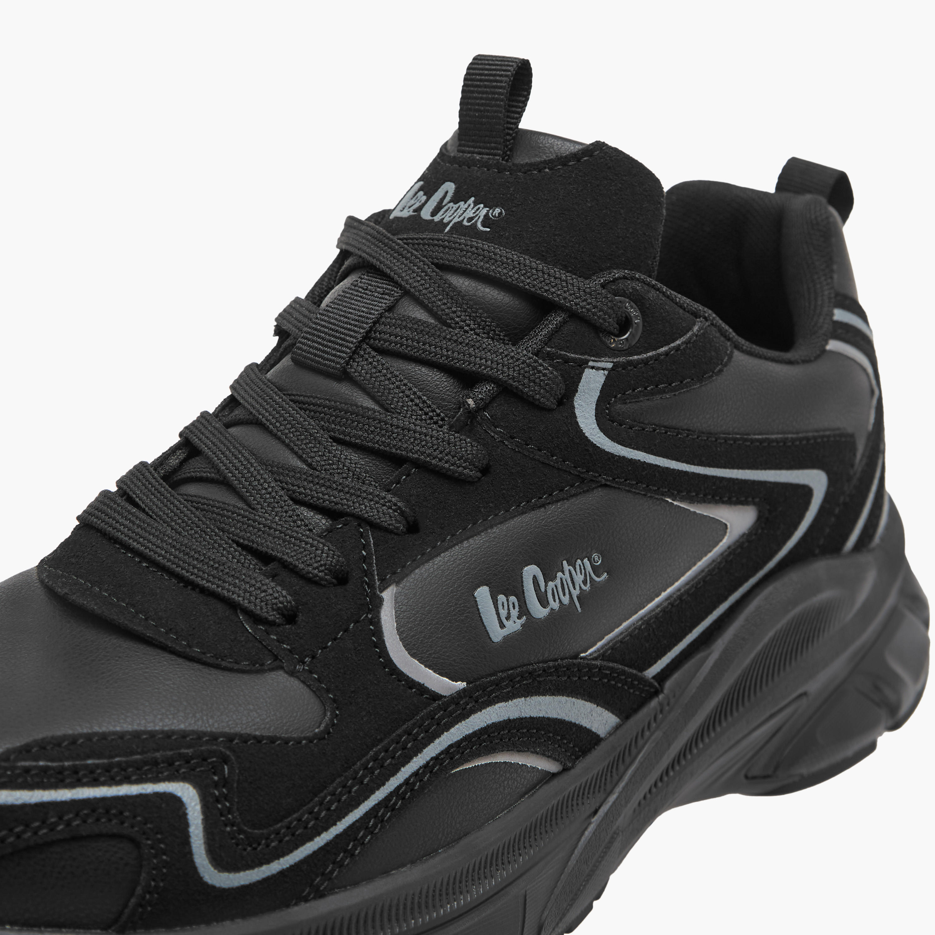 Lee Cooper Men's Logo Print Panelled Lace-Up Sneakers-men-shoes-sneakers-image-5