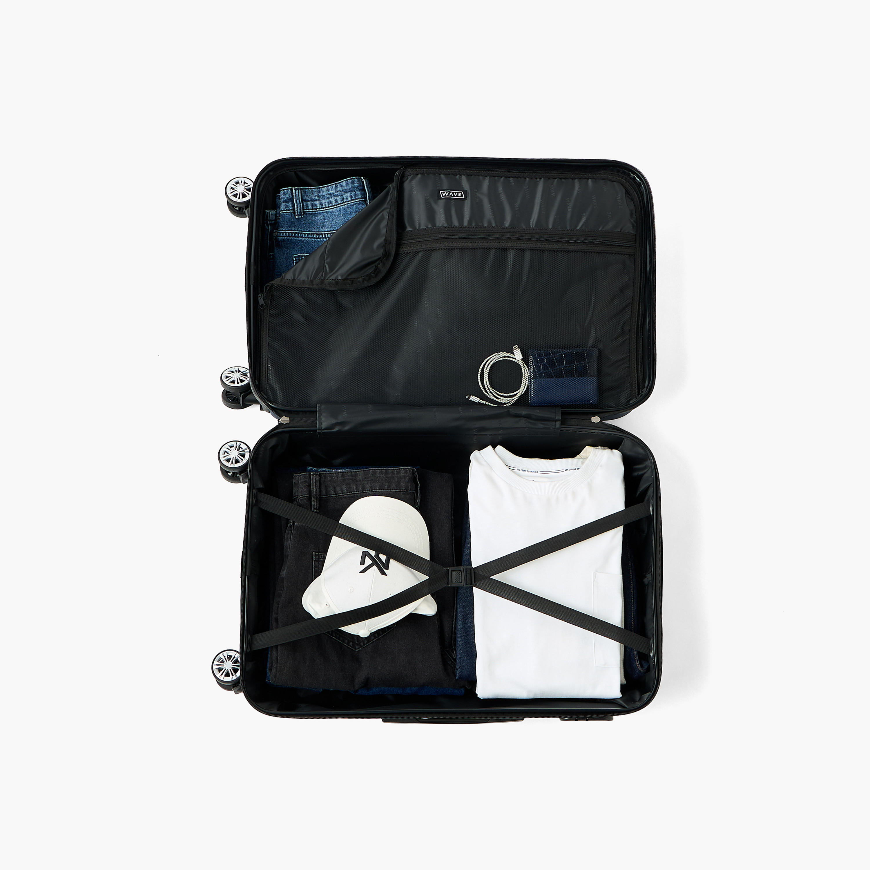 WAVE Textured Hardcase Luggage Trolley with Retractable Handle - 24 inches Check-In Bag-travel-luggagesandbags-luggage-image-9