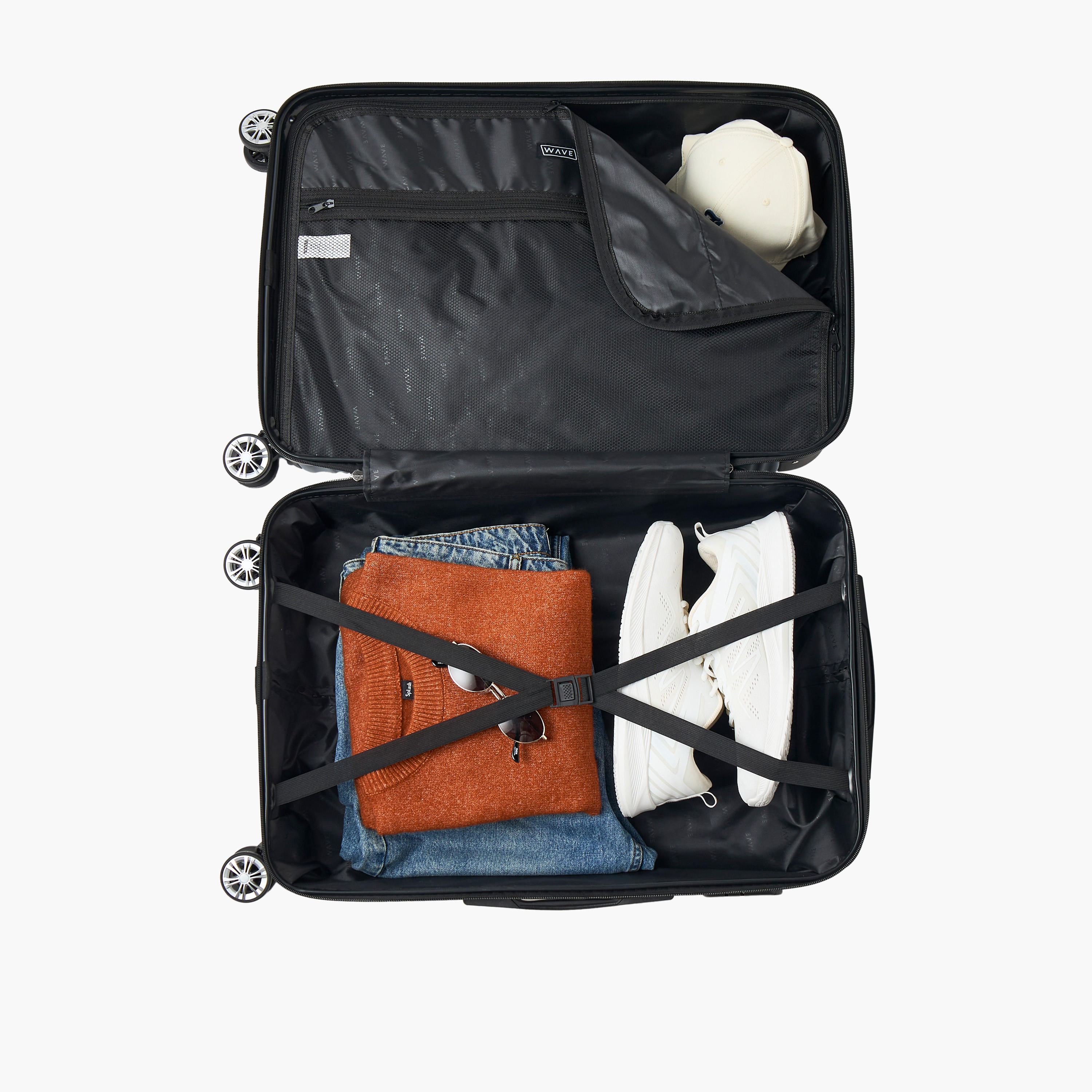 WAVE Textured Hardcase Luggage Trolley with Retractable Handle - 24 inches Check-In Bag-travel-luggagesandbags-luggage-image-8