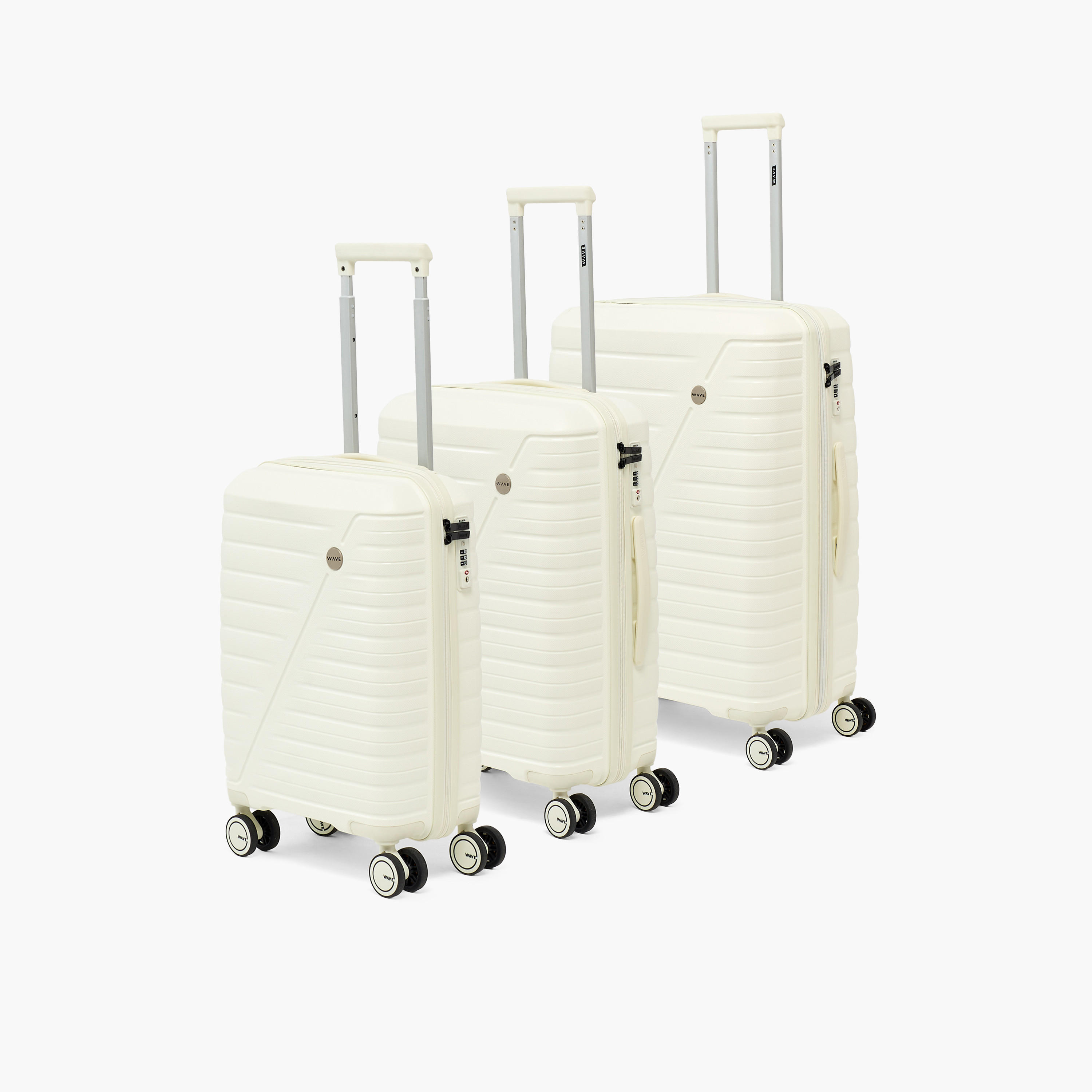 WAVE 3-Piece Textured Hardcase Luggage Trolley Set with Retractable Handle-travel-luggagesandbags-luggage-image-1