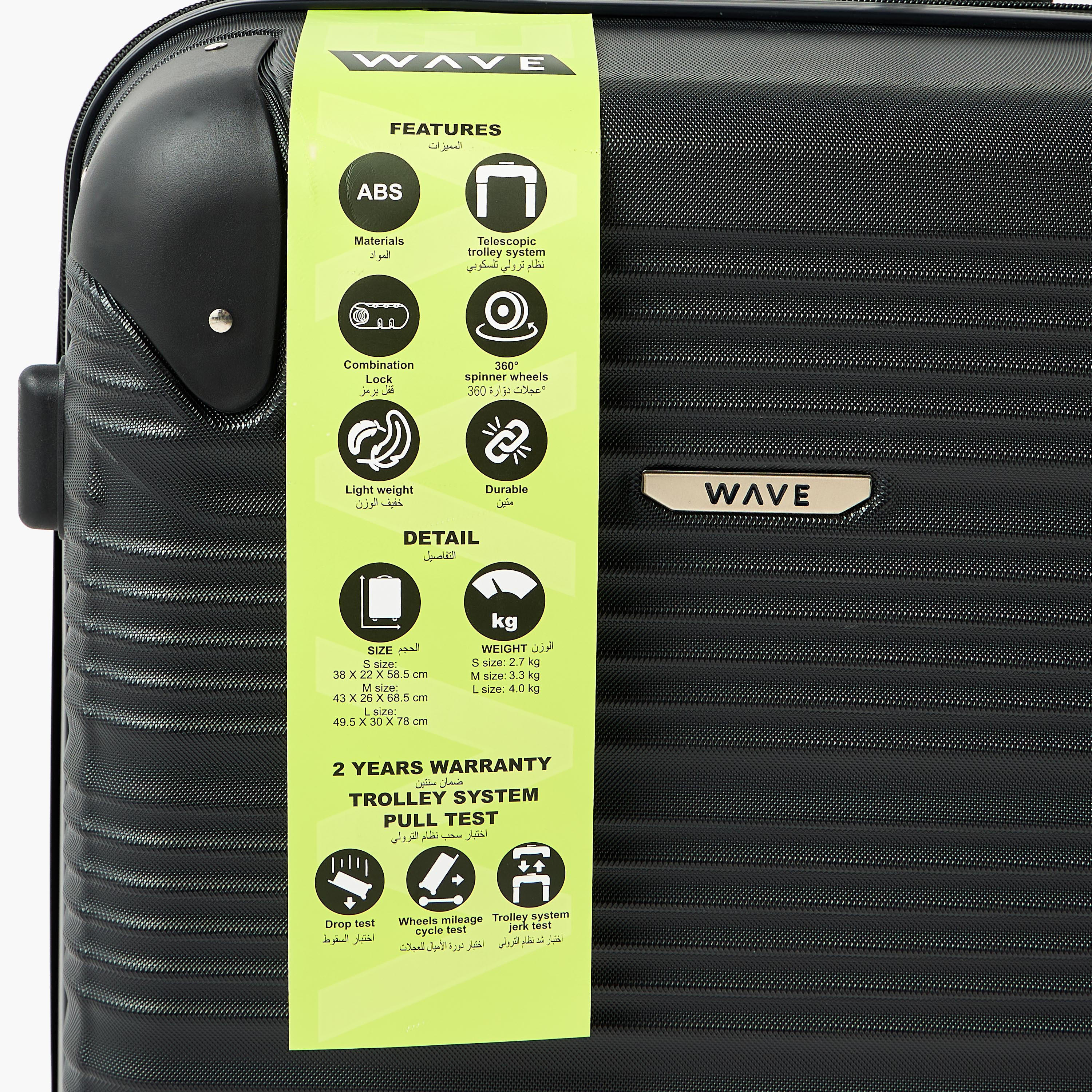 WAVE Textured Hardcase Luggage Trolley with Retractable Handle - 20 inches Cabin Bag-travel-luggagesandbags-luggage-image-6