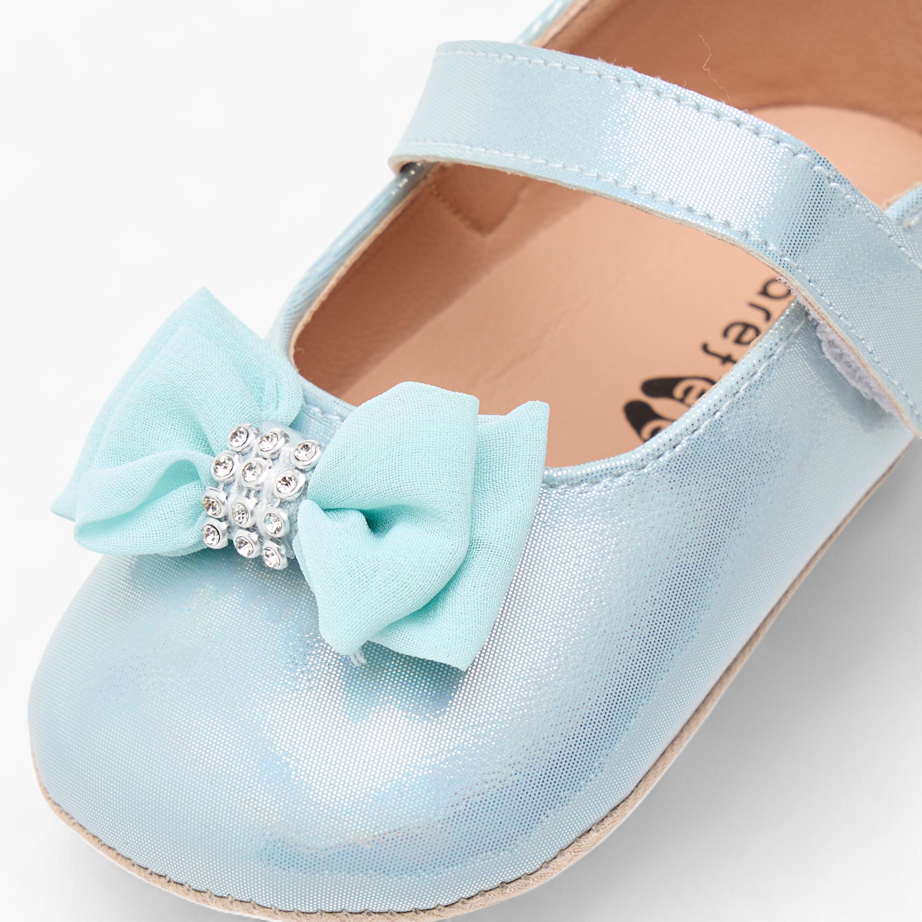Barefeet Embellished Bow Detail Shoes with Hook and Loop Closure-baby-girls-shoes-closedshoes-image-4