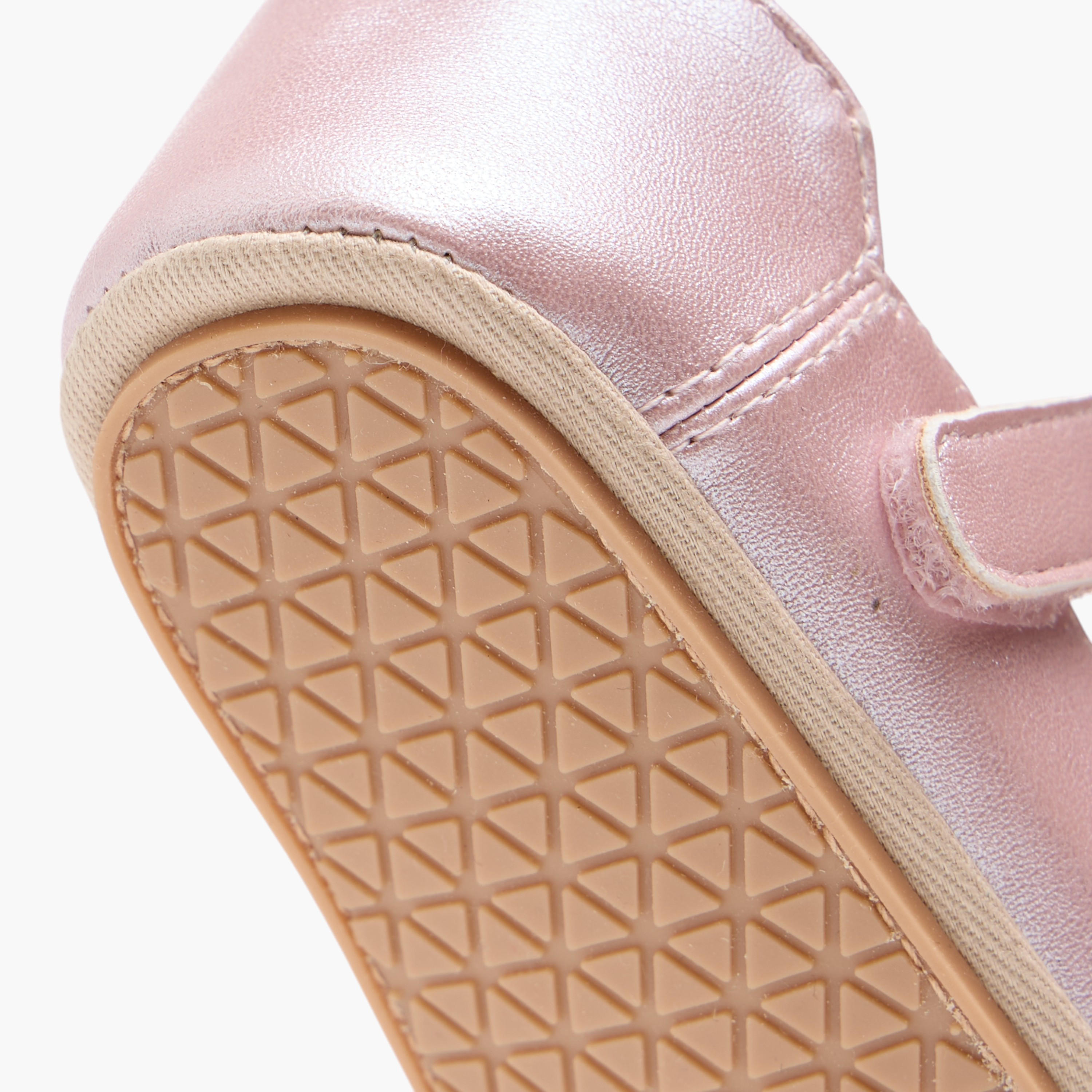 Barefeet Embellished Bow Detail Shoes with Hook and Loop Closure-baby-girls-shoes-closedshoes-image-5