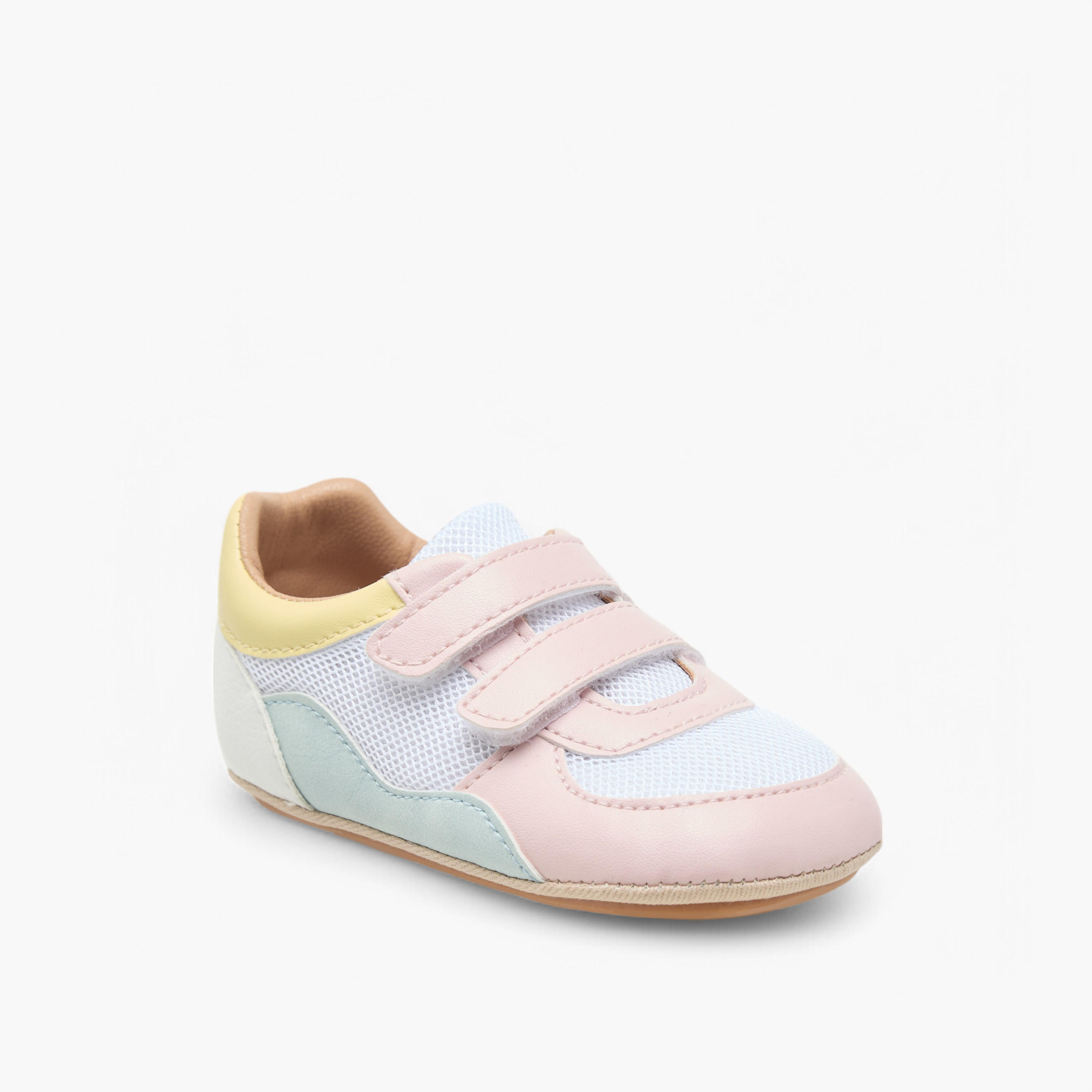 Barefeet Panelled Sneakers with Hook and Loop Closure-baby-girls-shoes-closedshoes-image-2