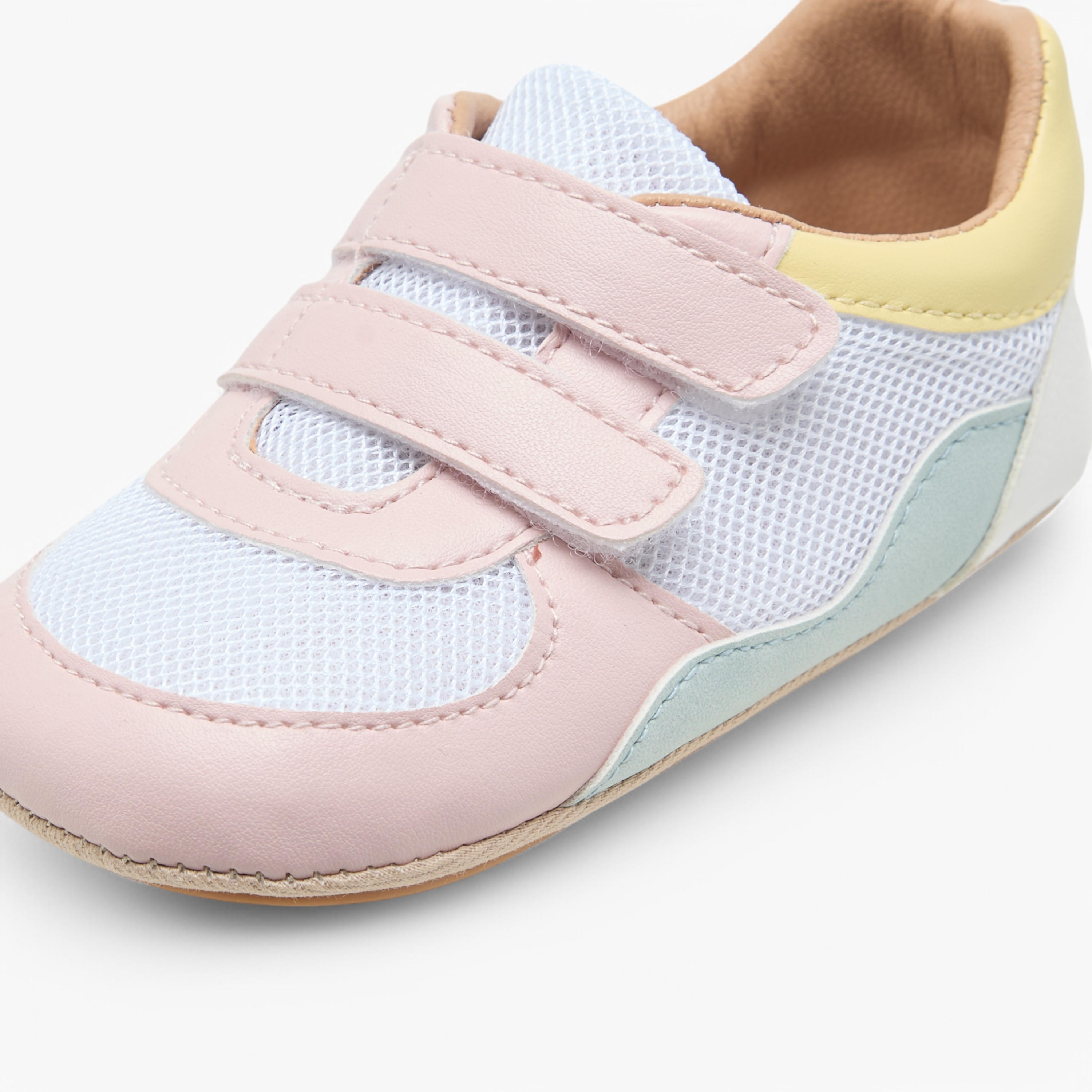 Barefeet Panelled Sneakers with Hook and Loop Closure-baby-girls-shoes-closedshoes-image-4