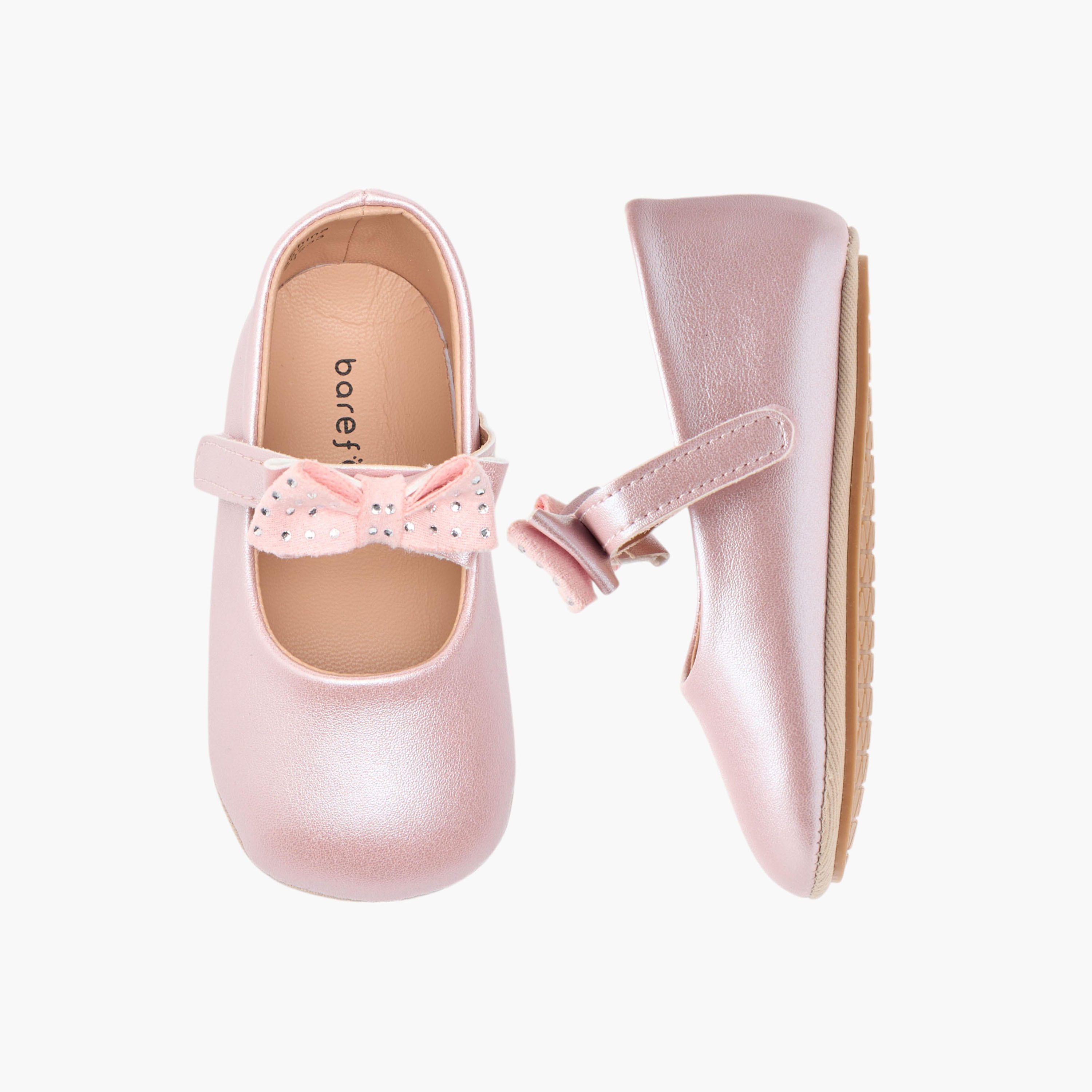 Barefeet Bow Accent Shoes with Hook and Loop Closure-baby-girls-shoes-closedshoes-image-1
