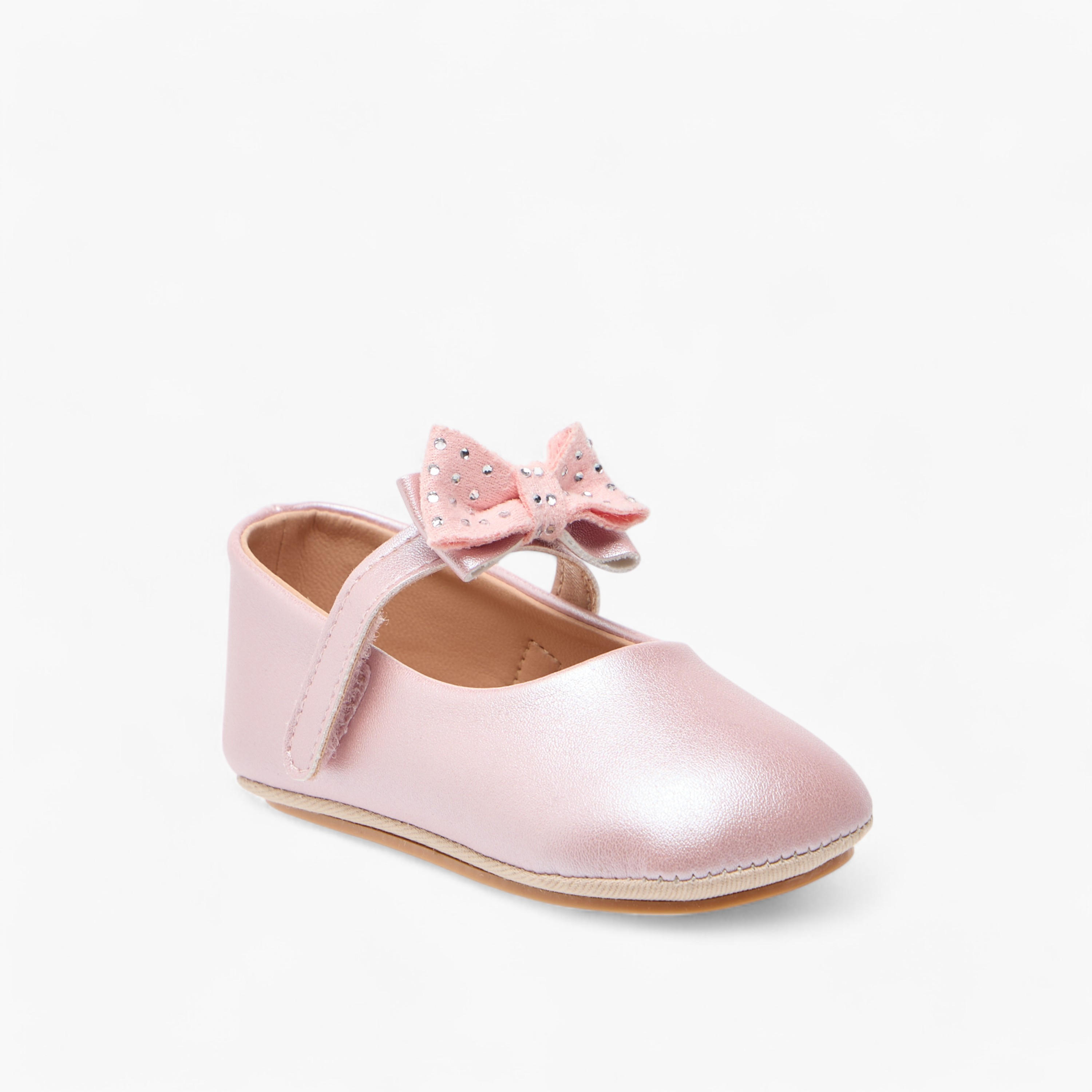 Barefeet Bow Accent Shoes with Hook and Loop Closure-baby-girls-shoes-closedshoes-image-2