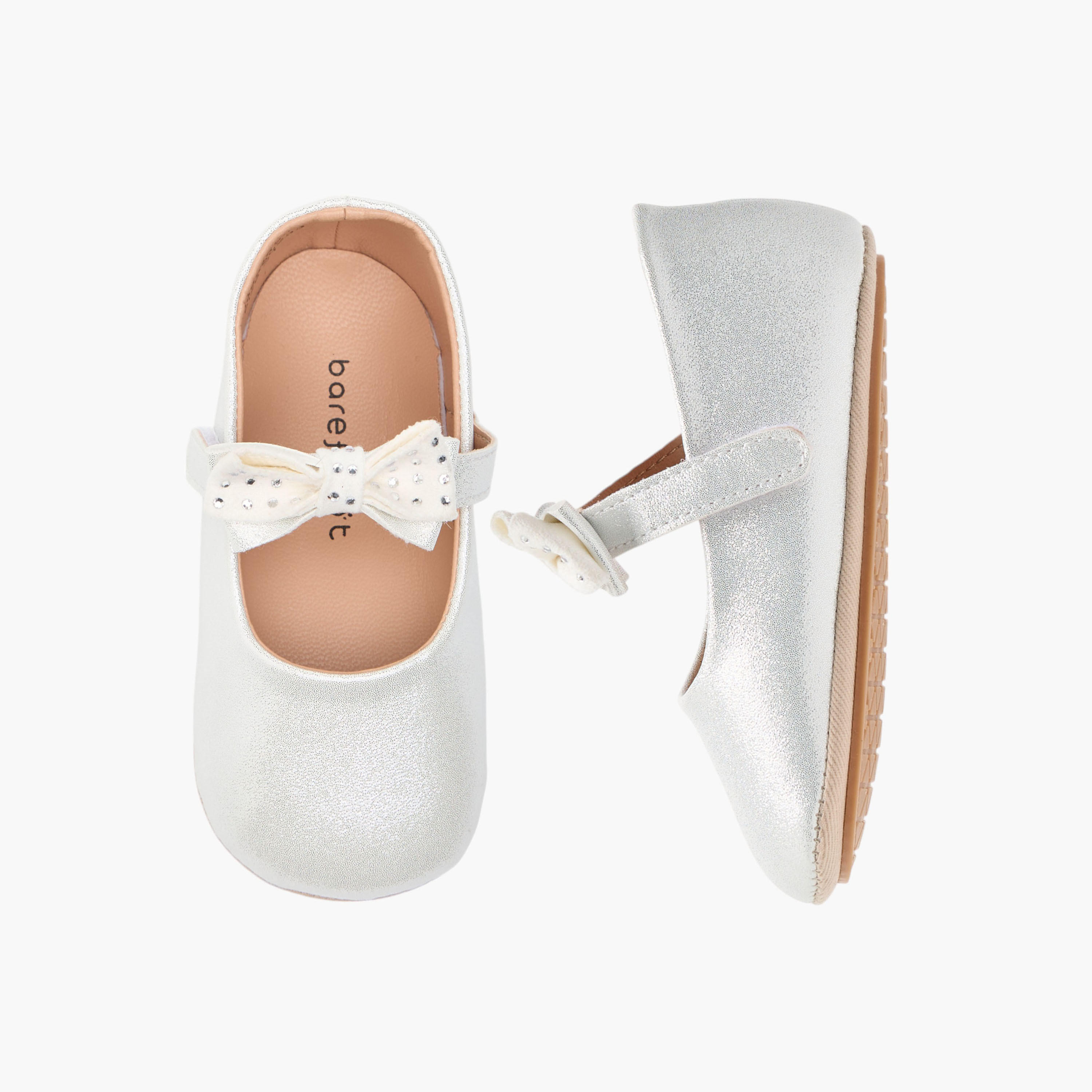 Barefeet Bow Accent Shoes with Hook and Loop Closure-baby-girls-shoes-closedshoes-image-1