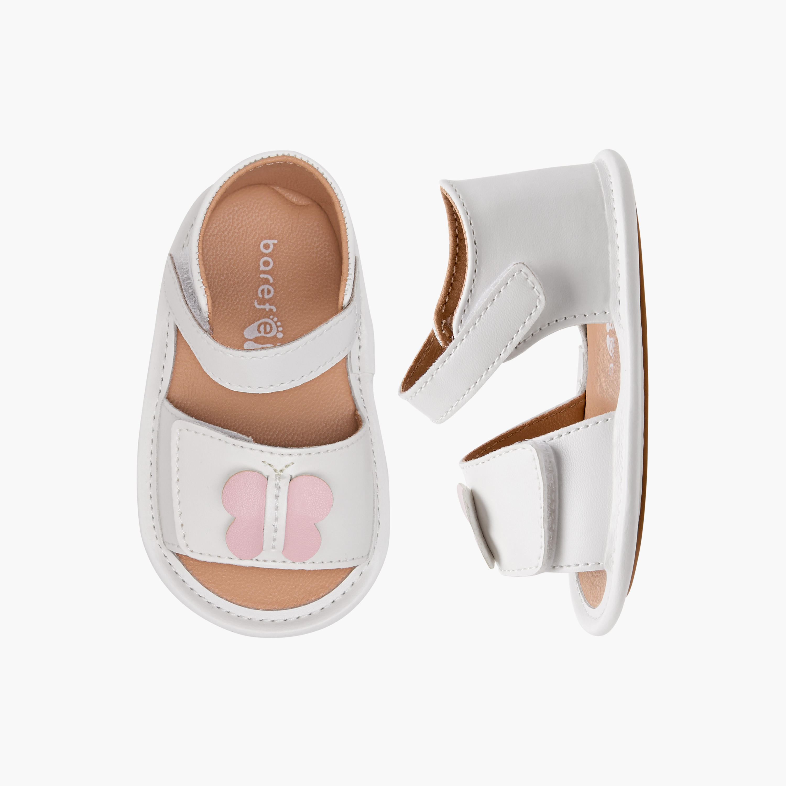 Barefeet Butterfly Accent Booties with Hook and Loop Closure-baby-girls-shoes-booties-image-1