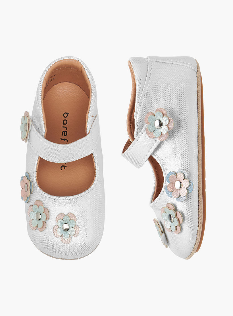 Barefeet Floral Accent Shoes with Hook and Loop Closure-baby-girls-shoes-closedshoes-image-1