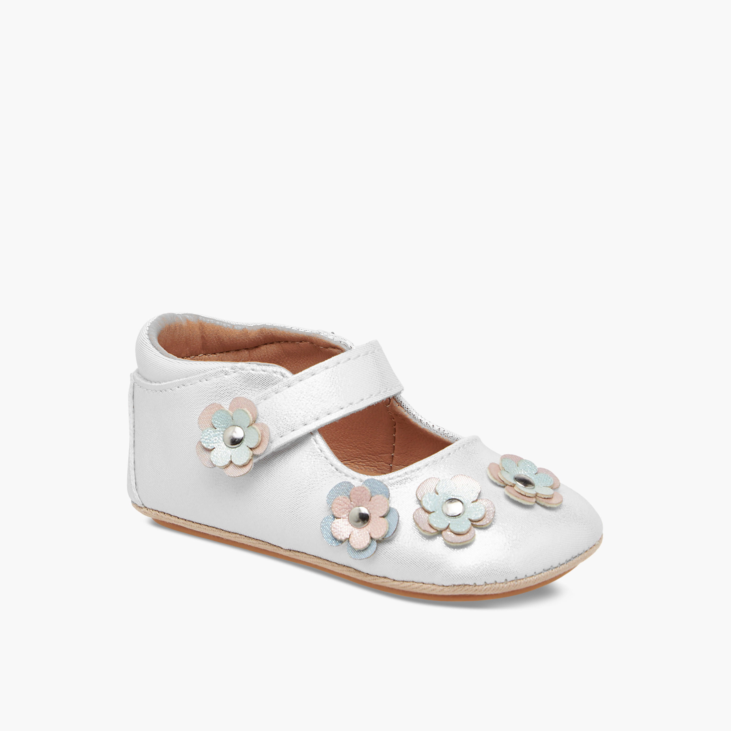 Barefeet Floral Accent Shoes with Hook and Loop Closure-baby-girls-shoes-closedshoes-image-2