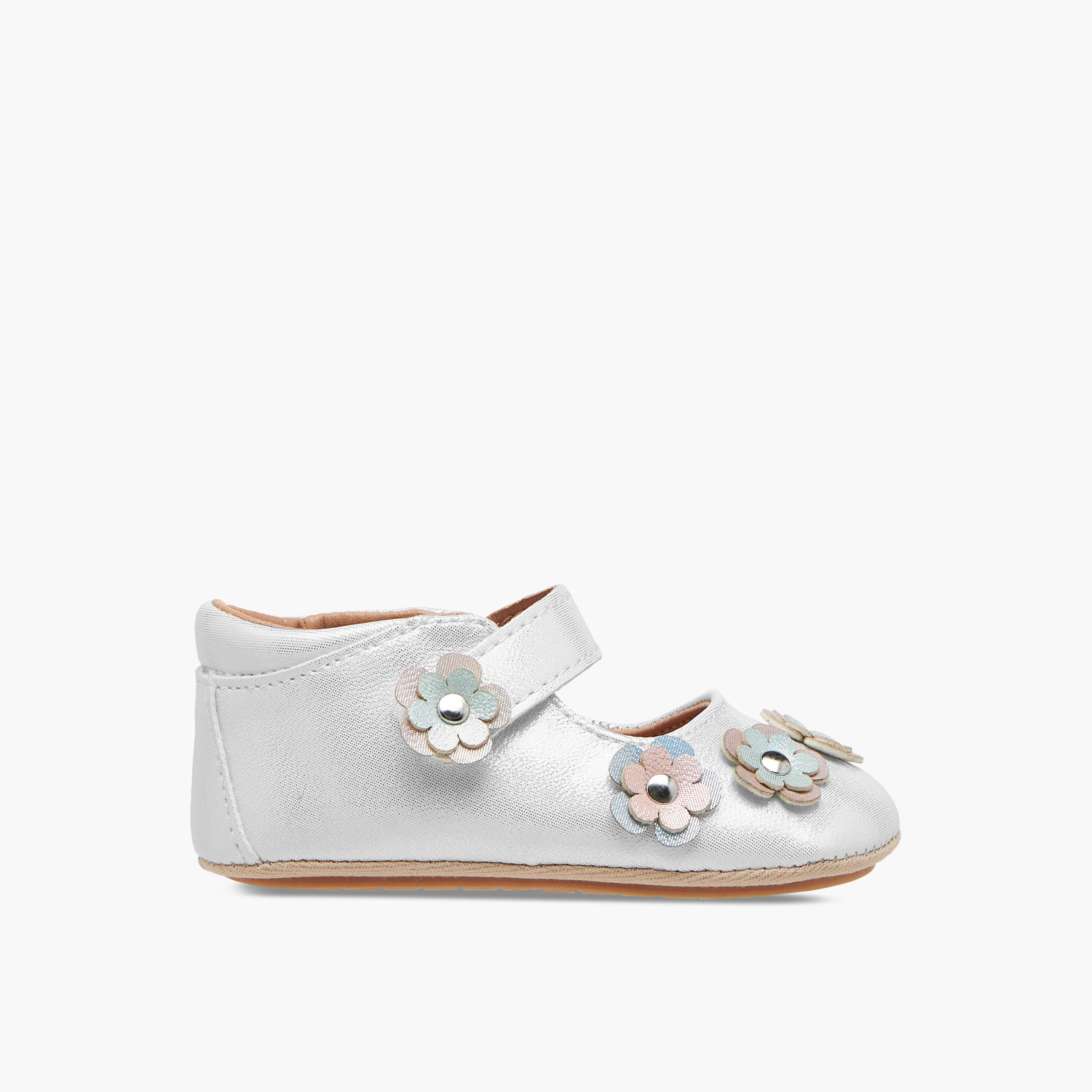 Barefeet Floral Accent Shoes with Hook and Loop Closure-baby-girls-shoes-closedshoes-image-3