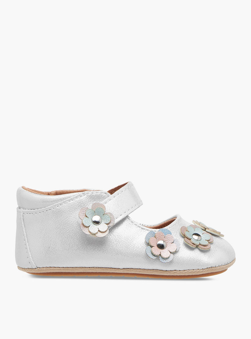 Barefeet Floral Accent Shoes with Hook and Loop Closure-baby-girls-shoes-closedshoes-image-3