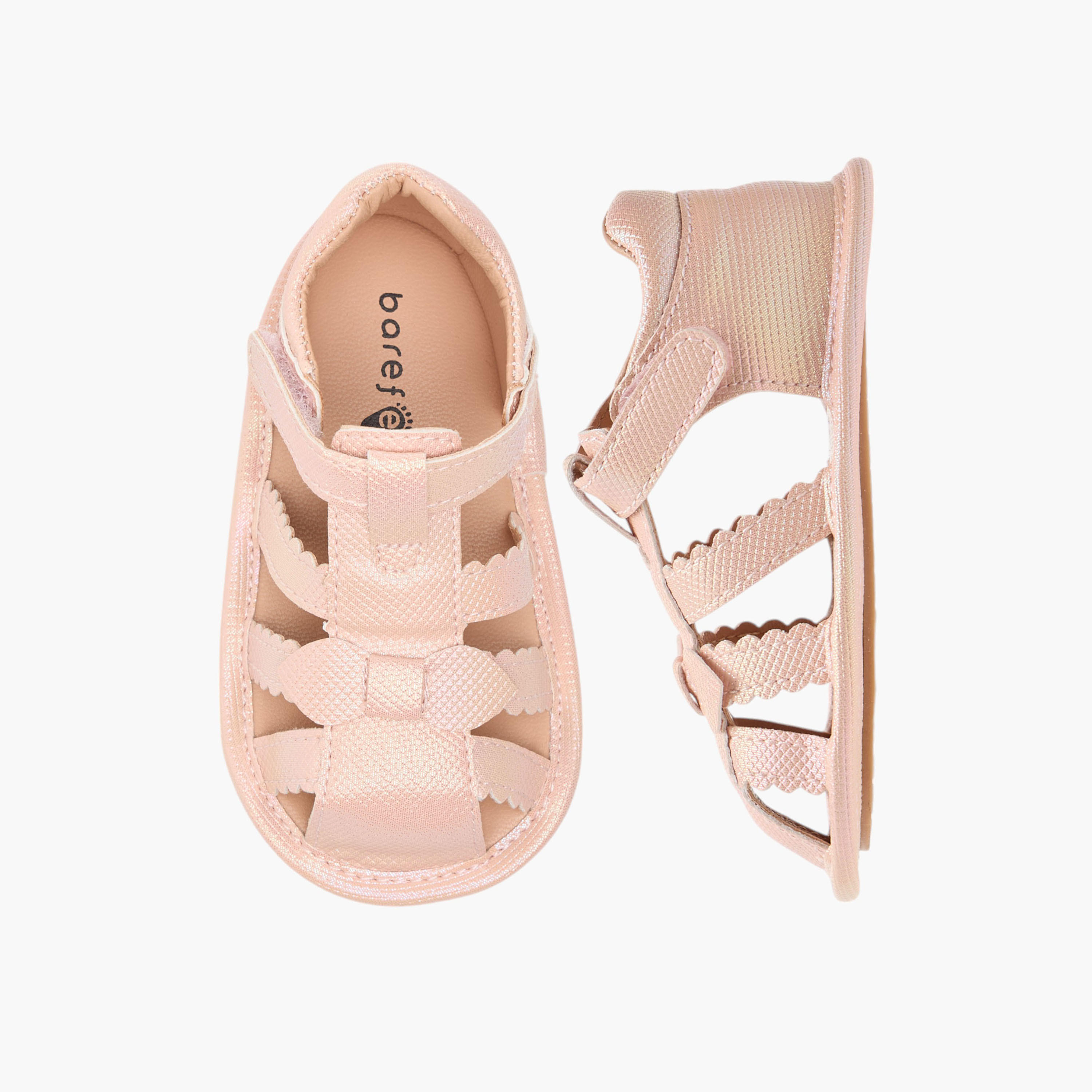 صندل بأحزمة بارزة الملمس وبشريط إغلاق لاصق من بيرفيت-baby-girls-shoes-sandals-image-1
