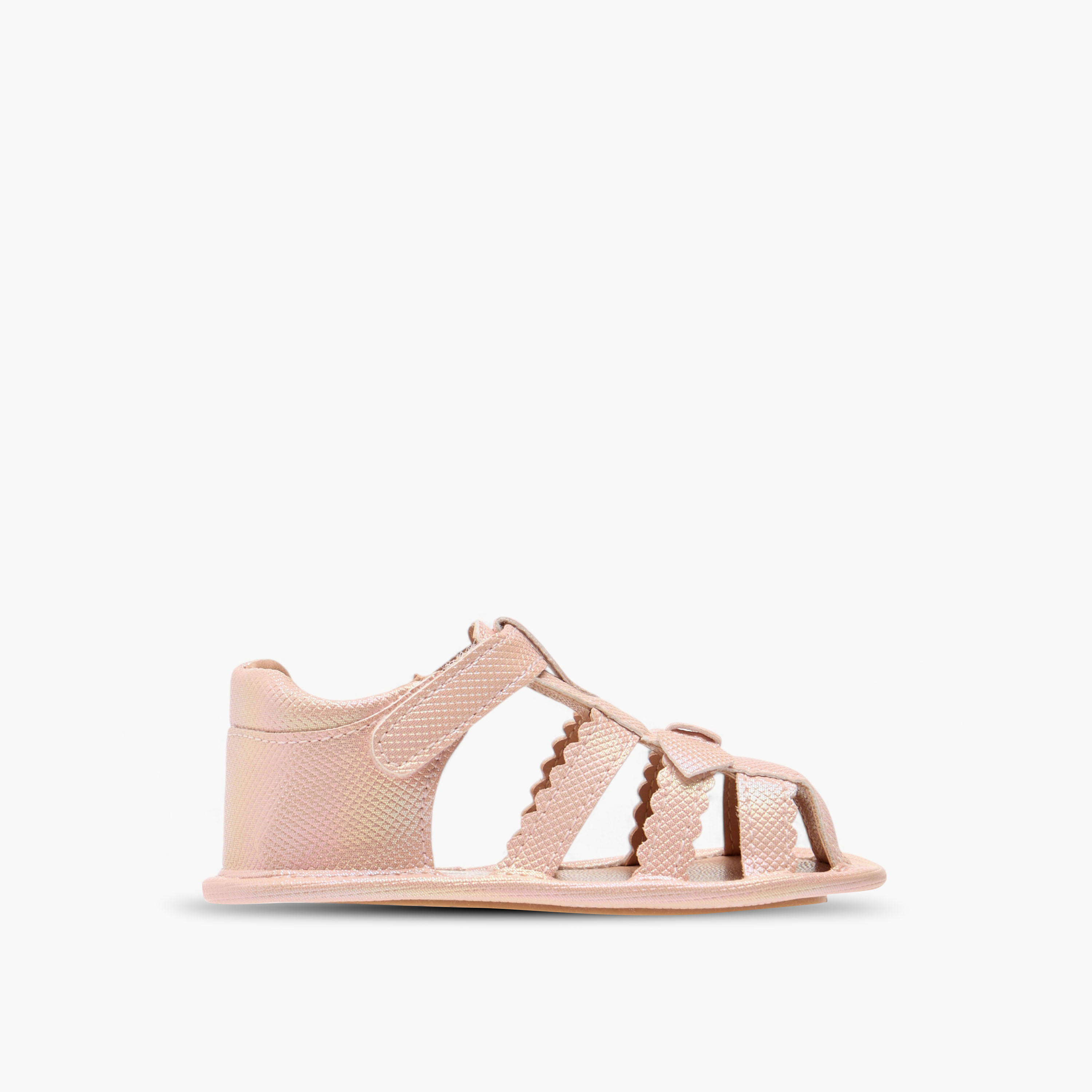 صندل بأحزمة بارزة الملمس وبشريط إغلاق لاصق من بيرفيت-baby-girls-shoes-sandals-image-3