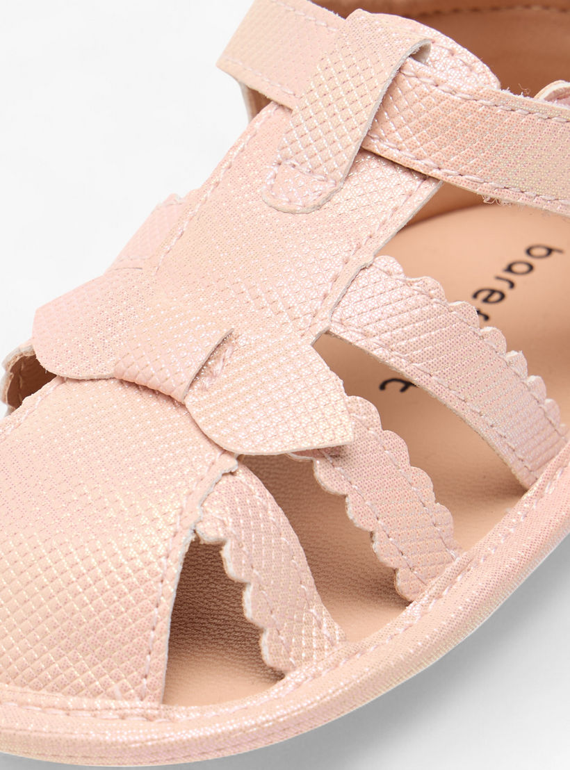 Barefeet Textured Strap Sandals with Hook and Loop Closure-baby-girls-shoes-sandals-image-4