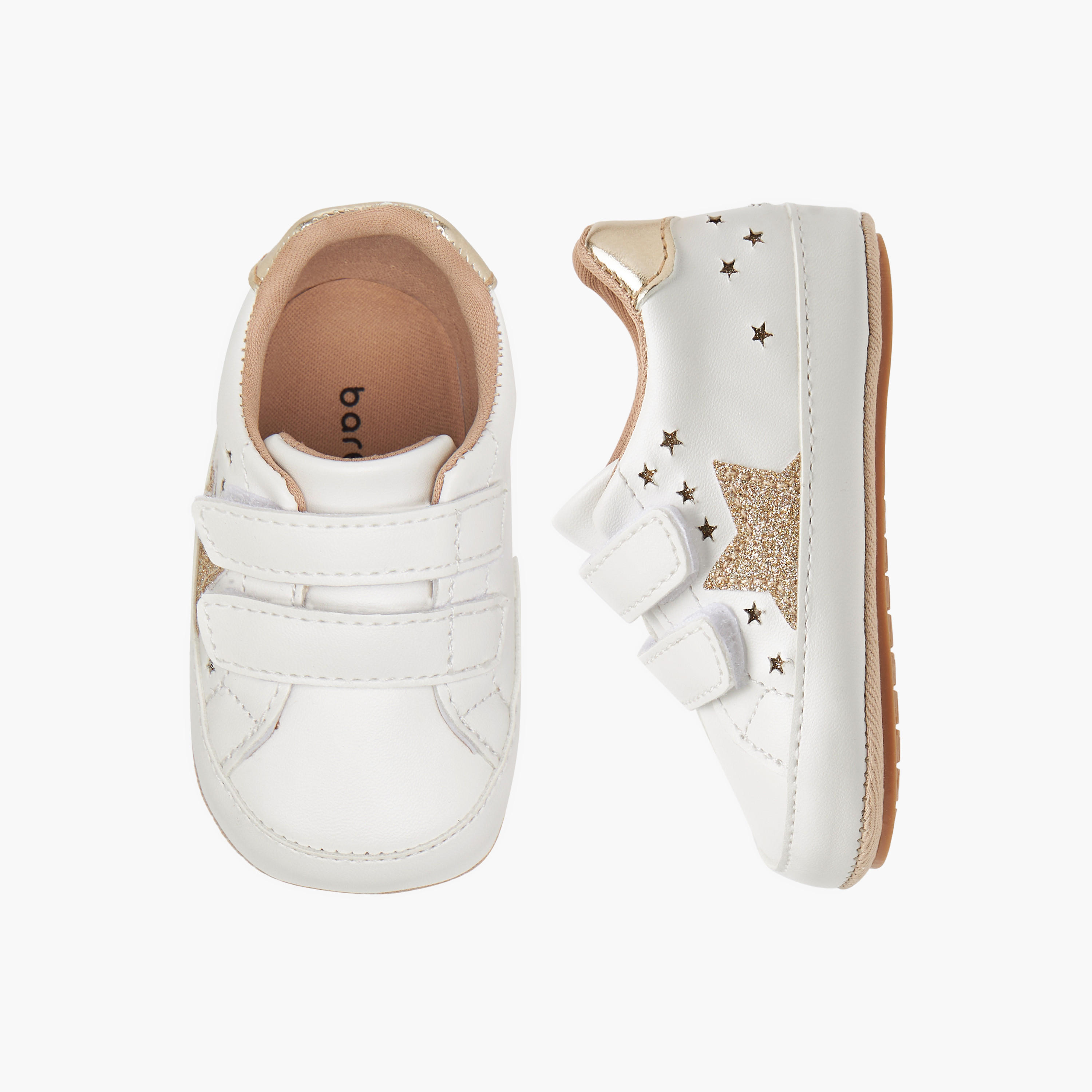 Barefeet Star Cutwork Detail Booties with Hook and Loop Closure-baby-girls-shoes-booties-image-1